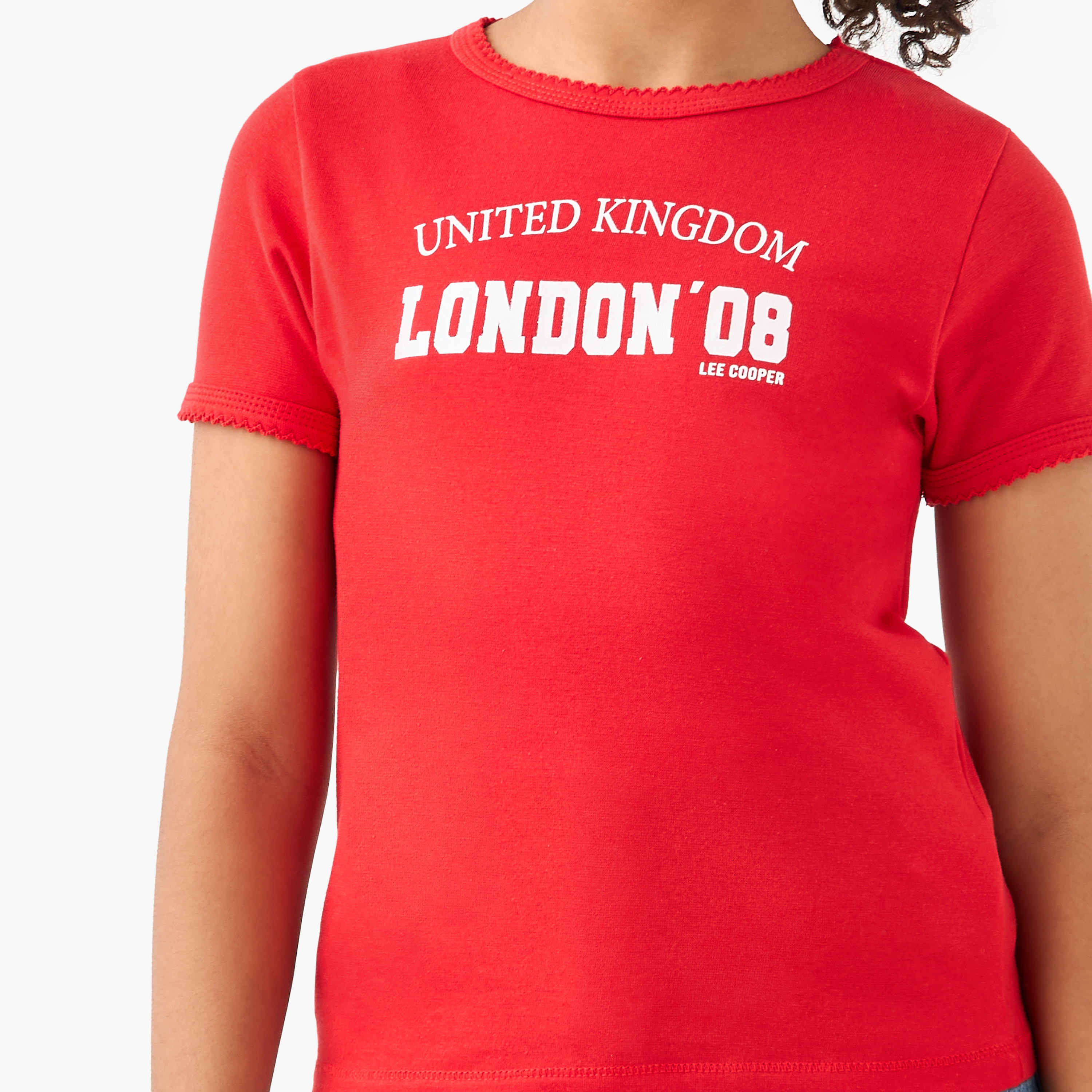 Lee Cooper Graphic Print Crew Neck T-shirt with Short Sleeves-girls-clothing-tshirts-image-5