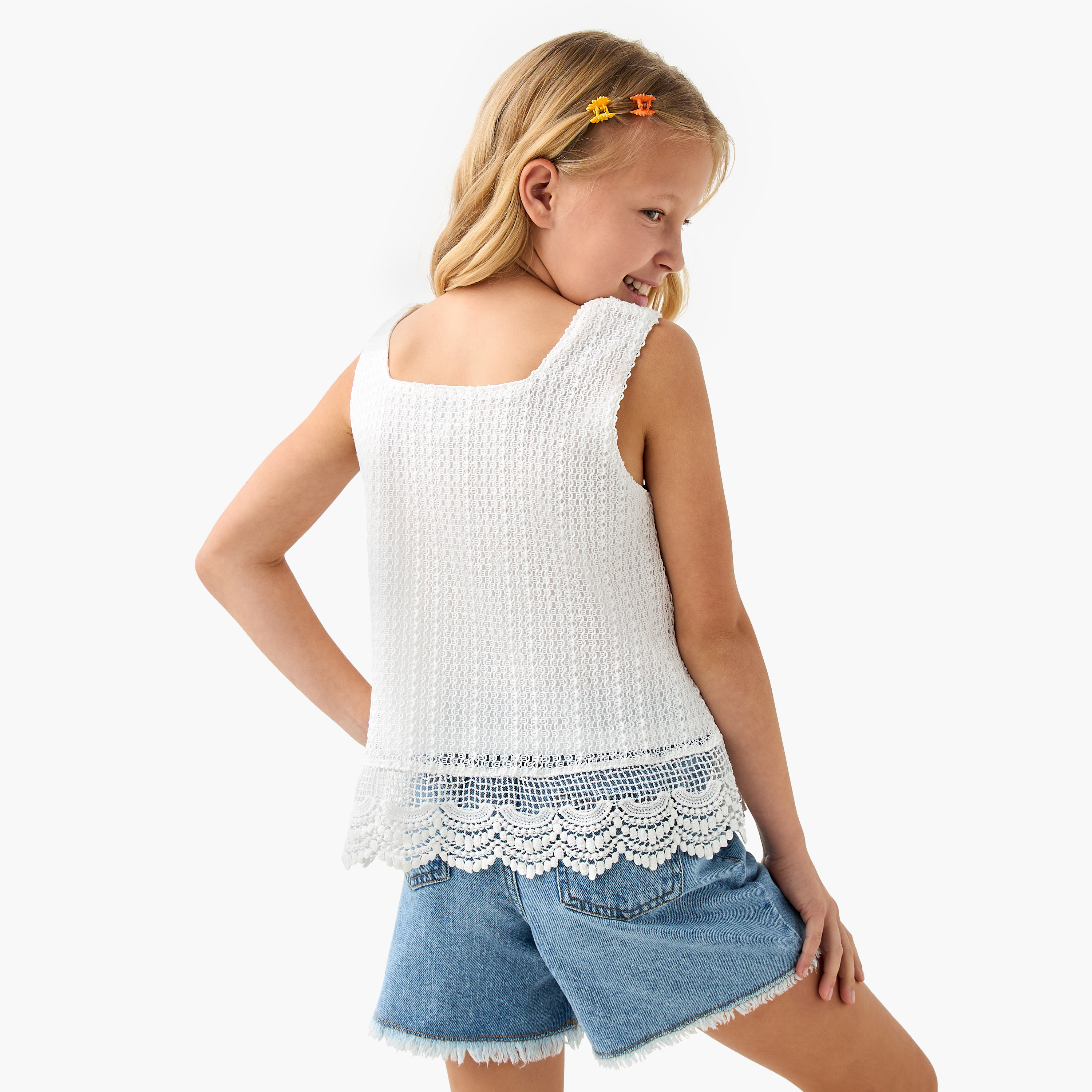 Lee Cooper Textured Sleeveless Top with Scallop Hem-girls-clothing-blousesandshirts-image-3