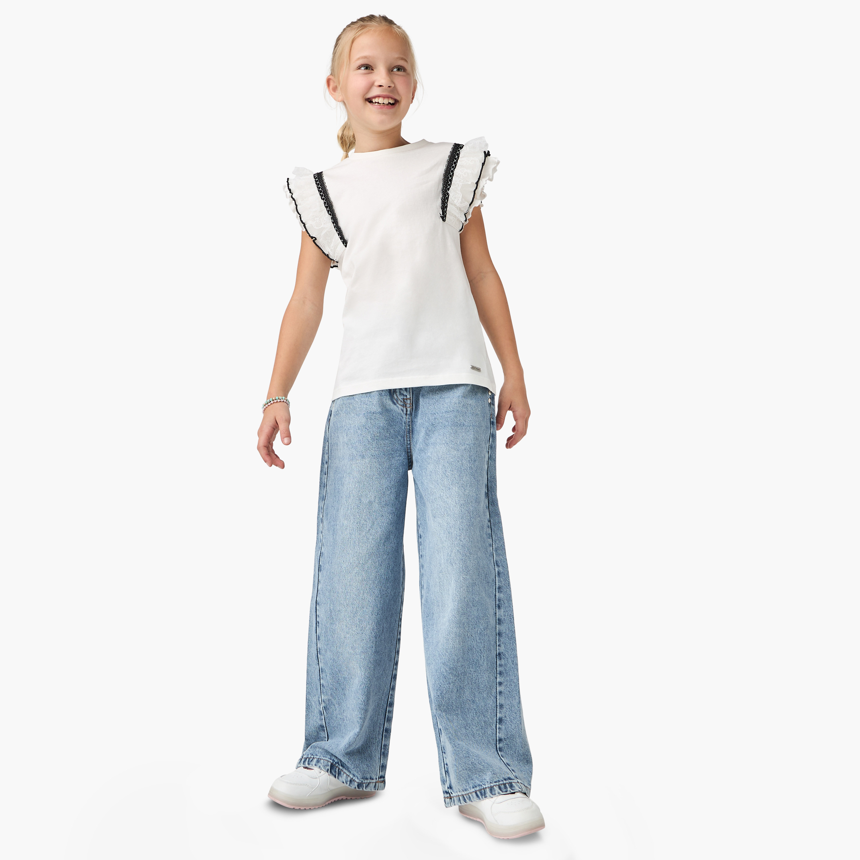 Lee Cooper Ruffle Detail Cap Sleeves T-shirt-girls-clothing-blousesandshirts-image-2