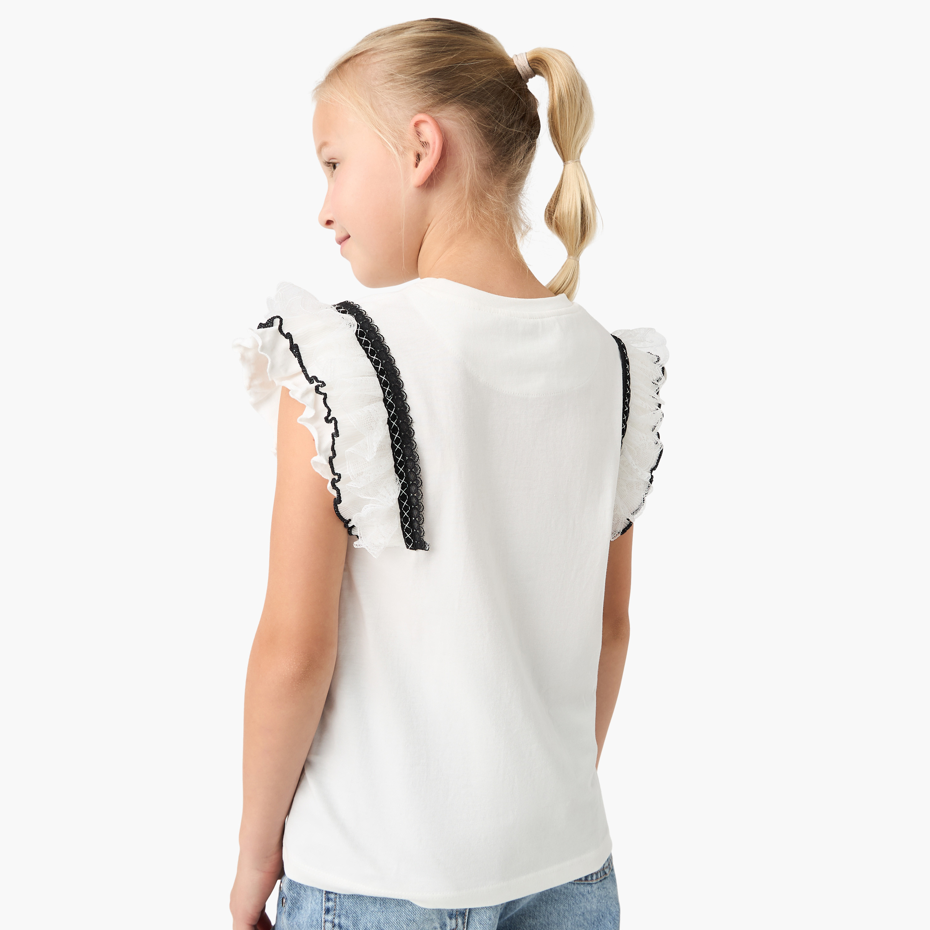 Lee Cooper Ruffle Detail Cap Sleeves T-shirt-girls-clothing-blousesandshirts-image-3