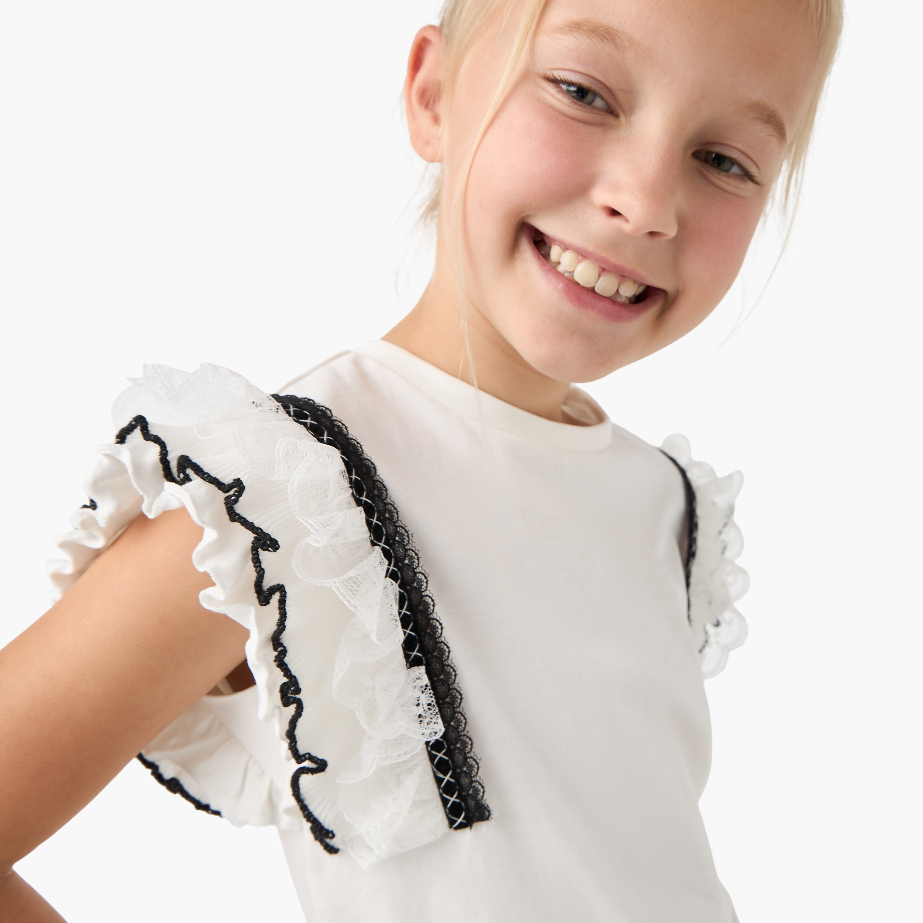 Lee Cooper Ruffle Detail Cap Sleeves T-shirt-girls-clothing-blousesandshirts-image-4