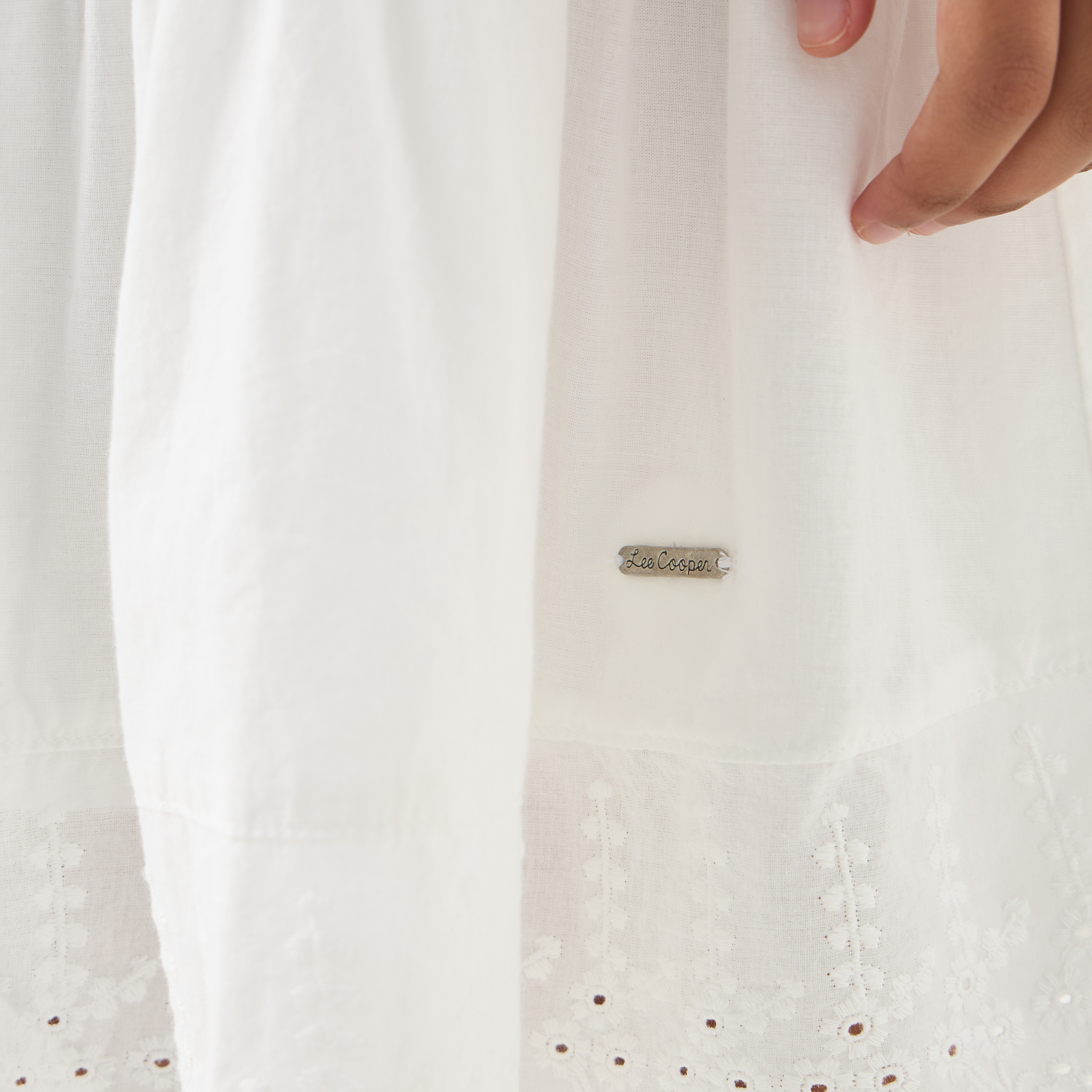Lee Cooper Solid Tiered Skirt with Shirred Waistband-girls-clothing-bottoms-skirts-image-5