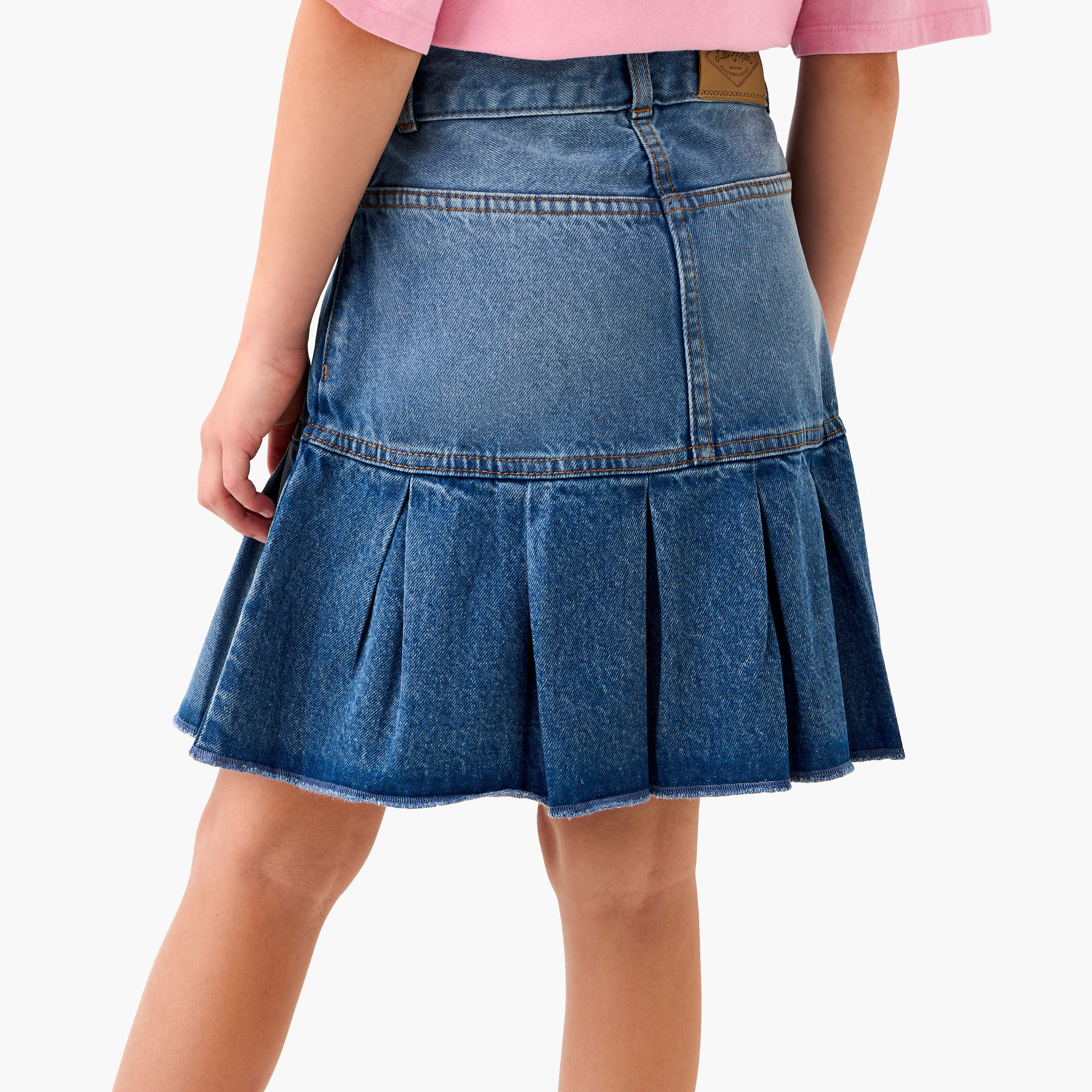 Lee Cooper A-Line Denim Skirt with Button Closure-girls-clothing-bottoms-skirts-image-3