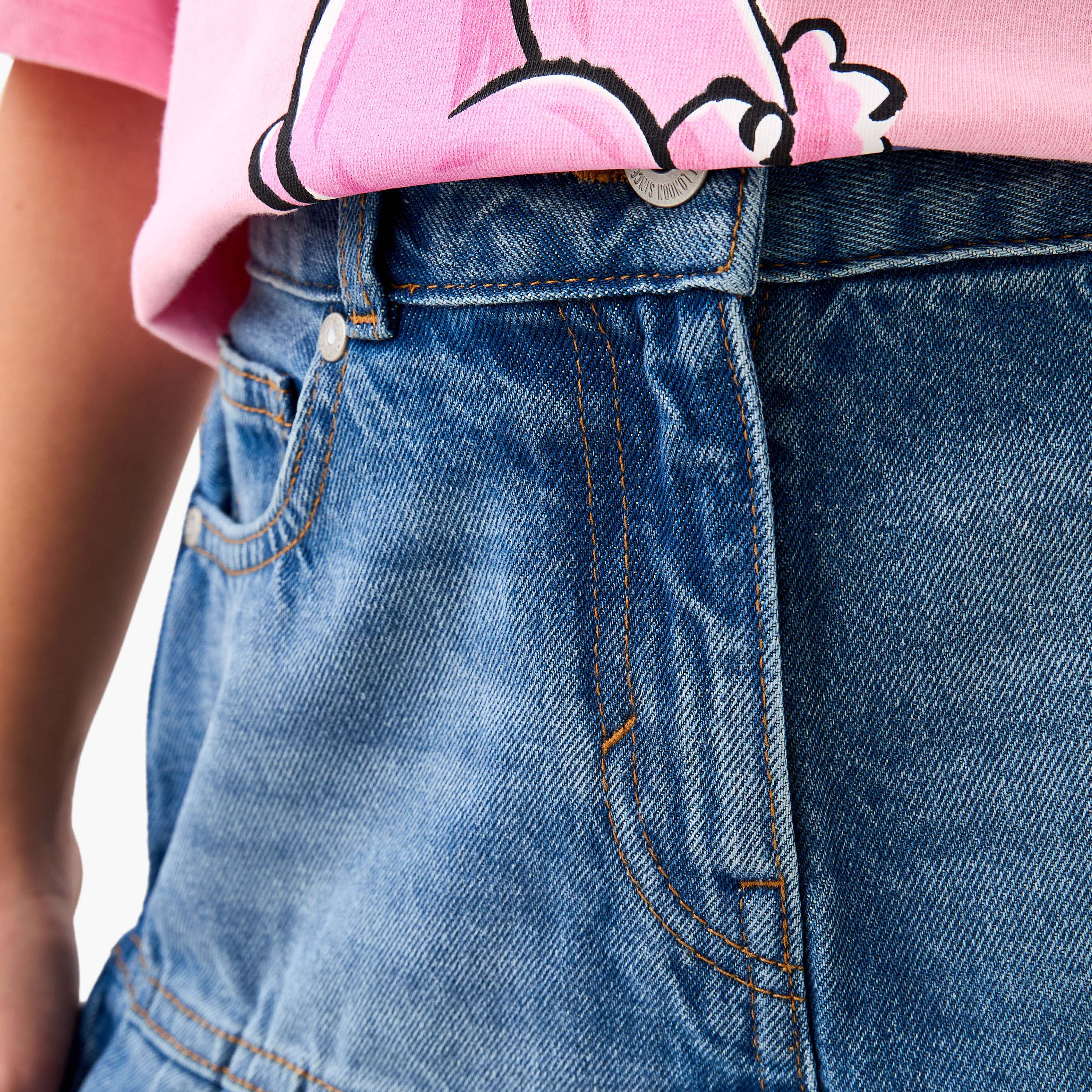 Lee Cooper A-Line Denim Skirt with Button Closure-girls-clothing-bottoms-skirts-image-4