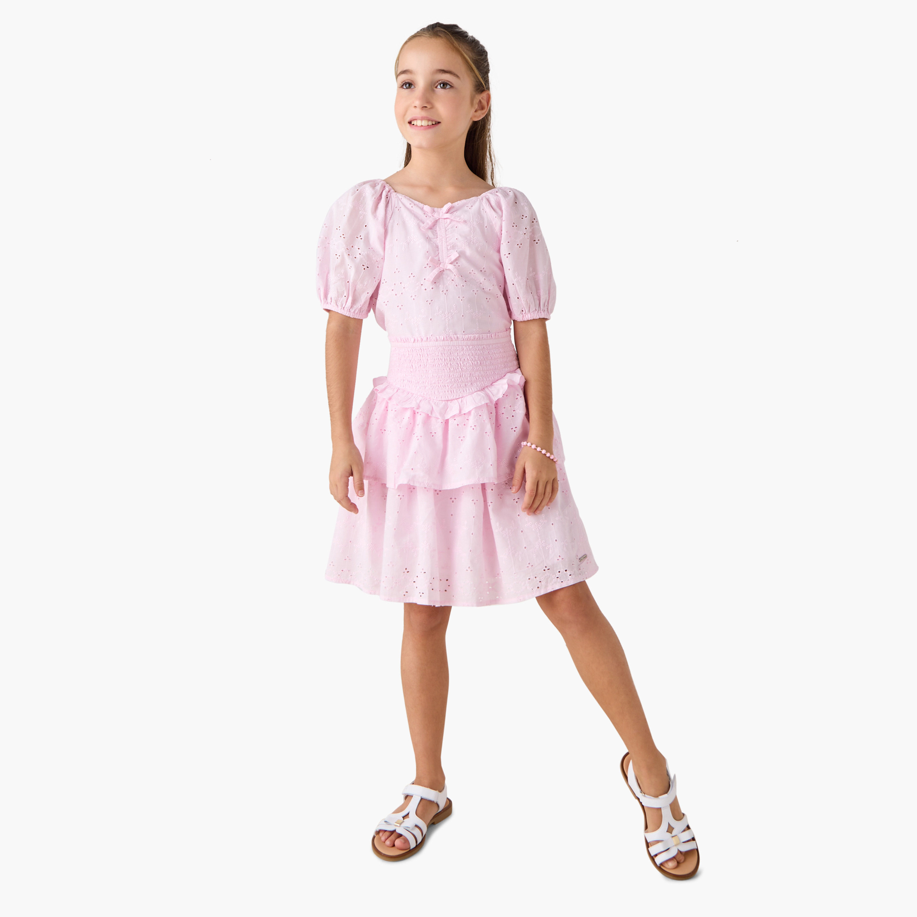 فستان شيفلي متعدد الطبقات وتفاصيل درزات من لي كوبر-girls-clothing-bottoms-skirts-image-4