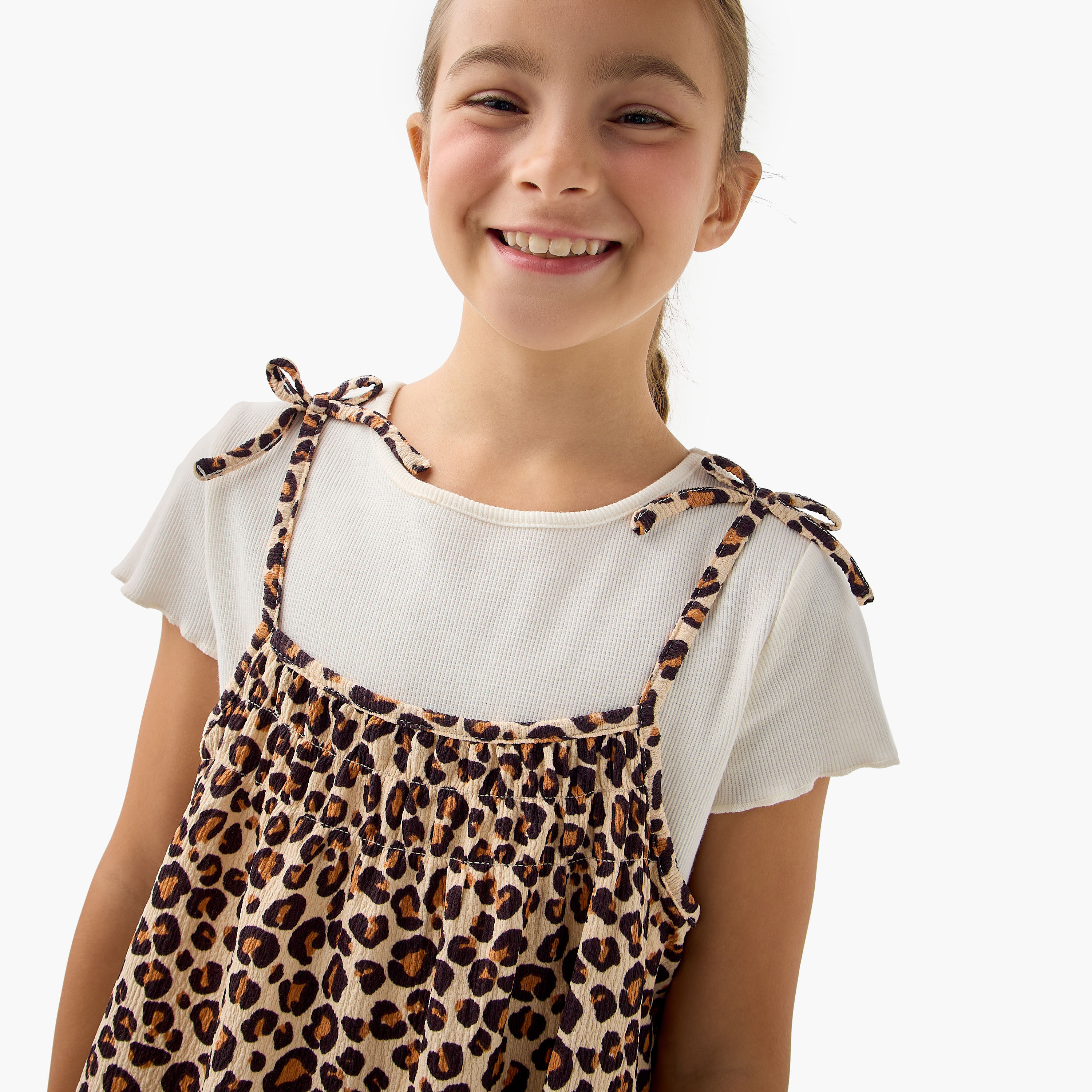 Lee Cooper All-Over Animal Print Dress with Tie-Ups-girls-clothing-dressesandjumpsuits-image-4