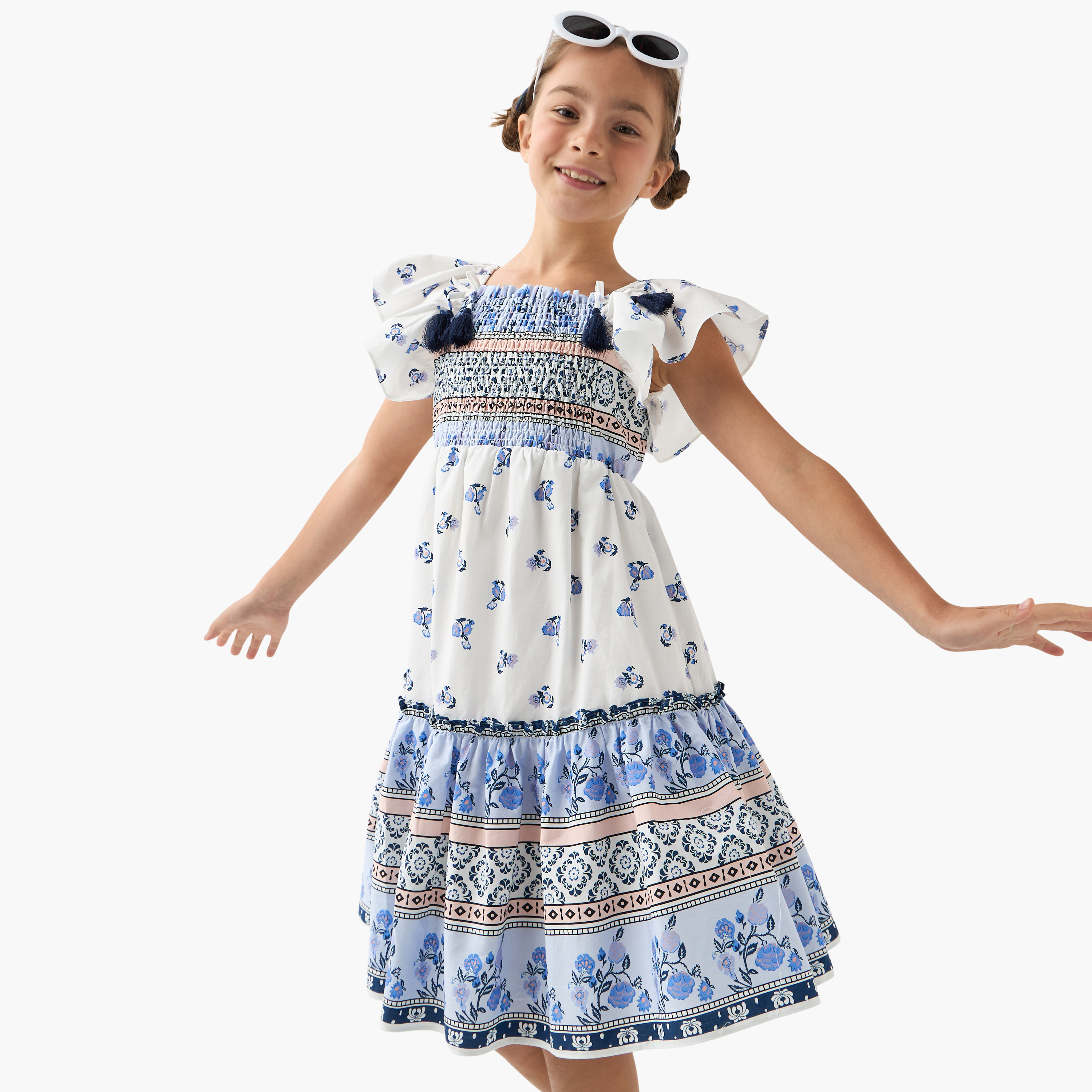 Lee Cooper All-Over Print Sleeveless Dress with Shirred Detail-girls-clothing-dressesandjumpsuits-image-1