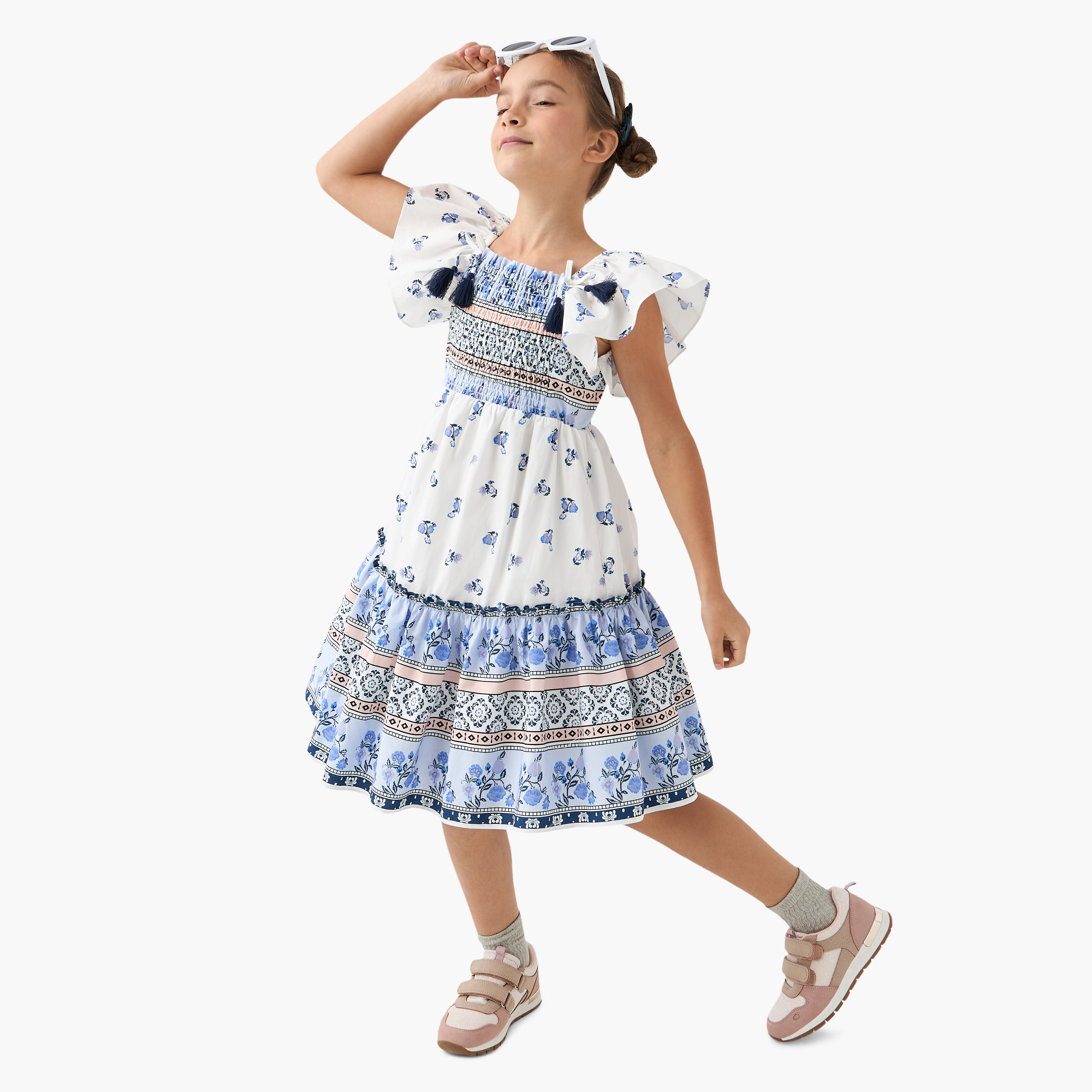 Lee Cooper All-Over Print Sleeveless Dress with Shirred Detail-girls-clothing-dressesandjumpsuits-image-2