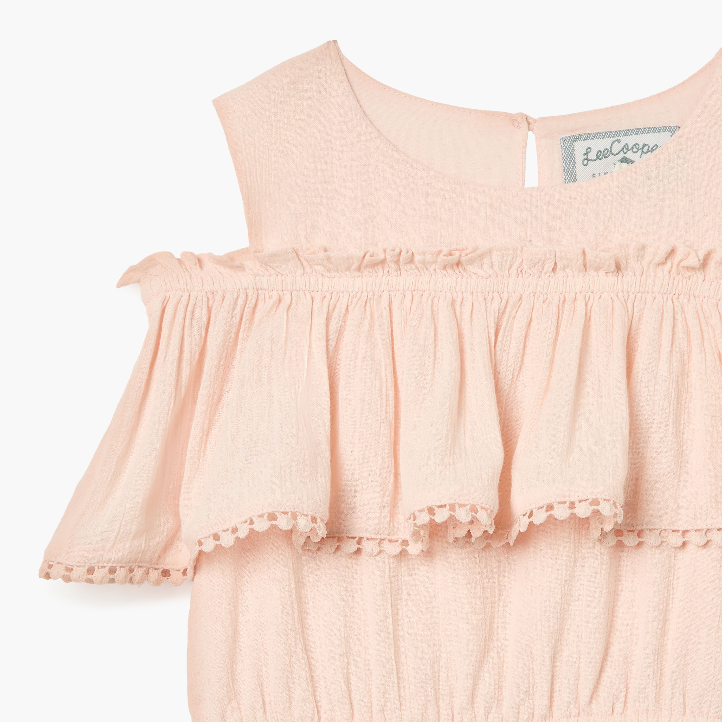 Lee Cooper Solid Cold-Shoulder Dress with Lace Trim-girls-clothing-dressesandjumpsuits-image-3