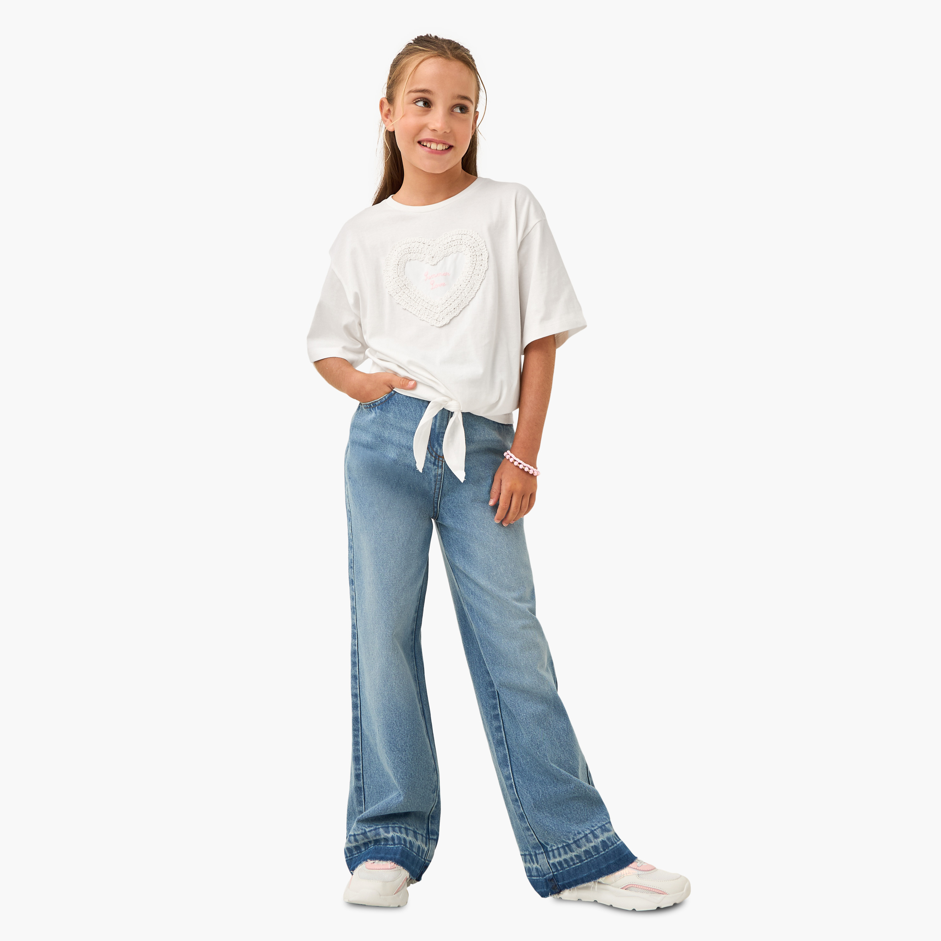 بنطلون جينز سادة بأزرار إغلاق وجيوب من لي كوبر-girls-clothing-bottoms-jeansandjeggings-image-2