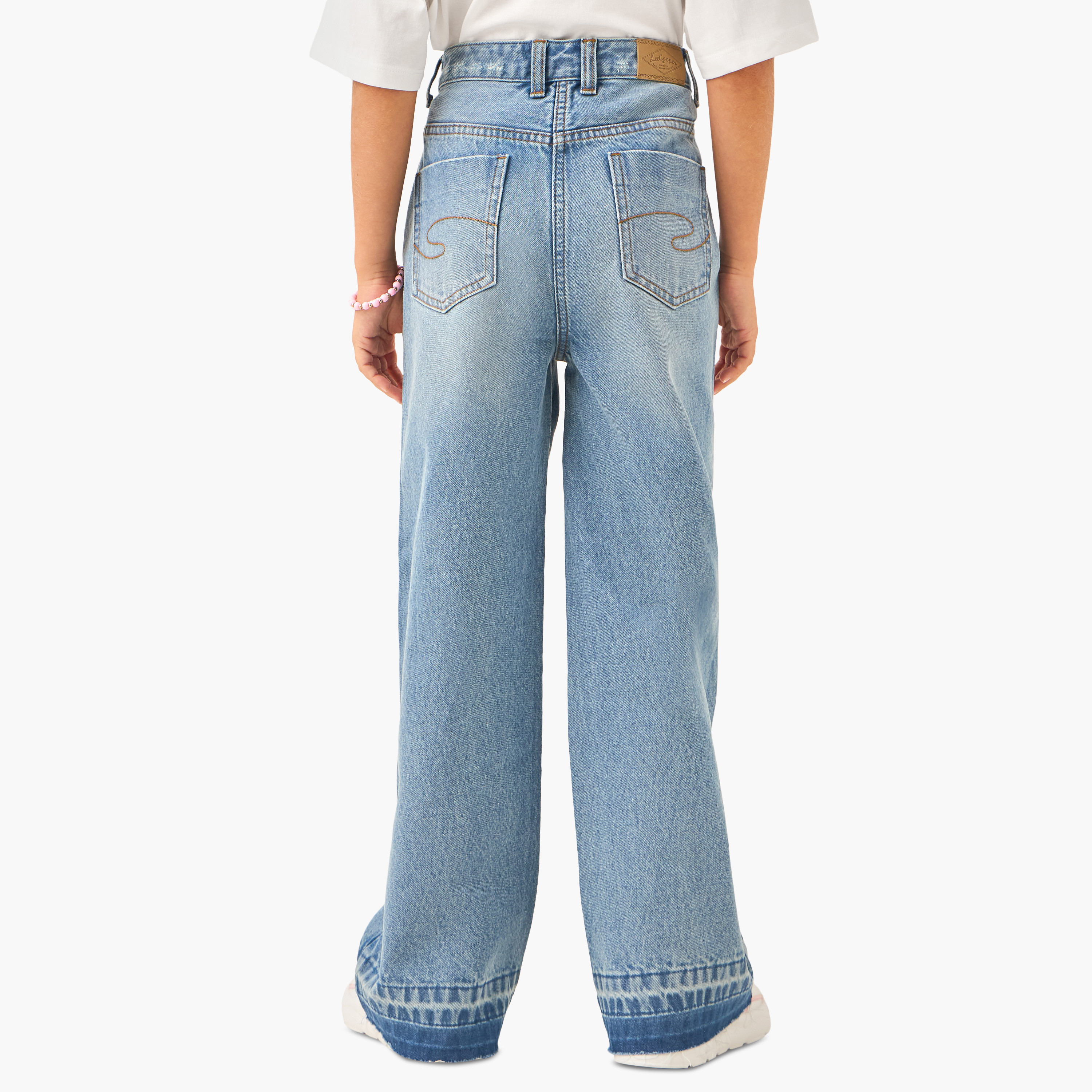 بنطلون جينز سادة بأزرار إغلاق وجيوب من لي كوبر-girls-clothing-bottoms-jeansandjeggings-image-3