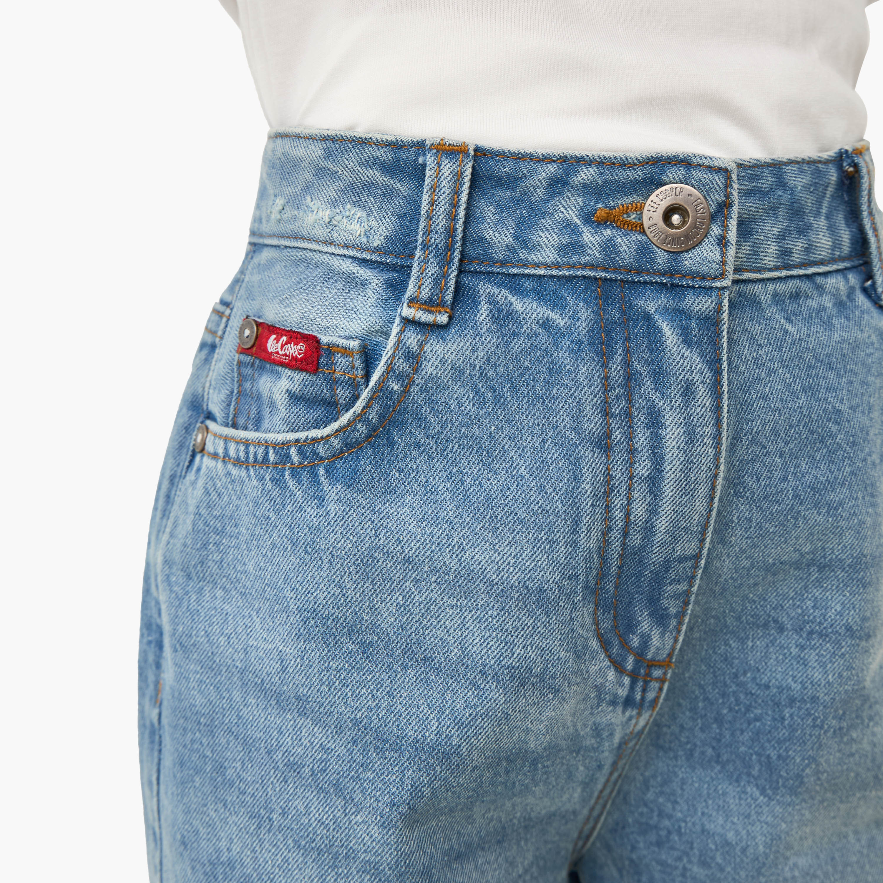 بنطلون جينز سادة بأزرار إغلاق وجيوب من لي كوبر-girls-clothing-bottoms-jeansandjeggings-image-4