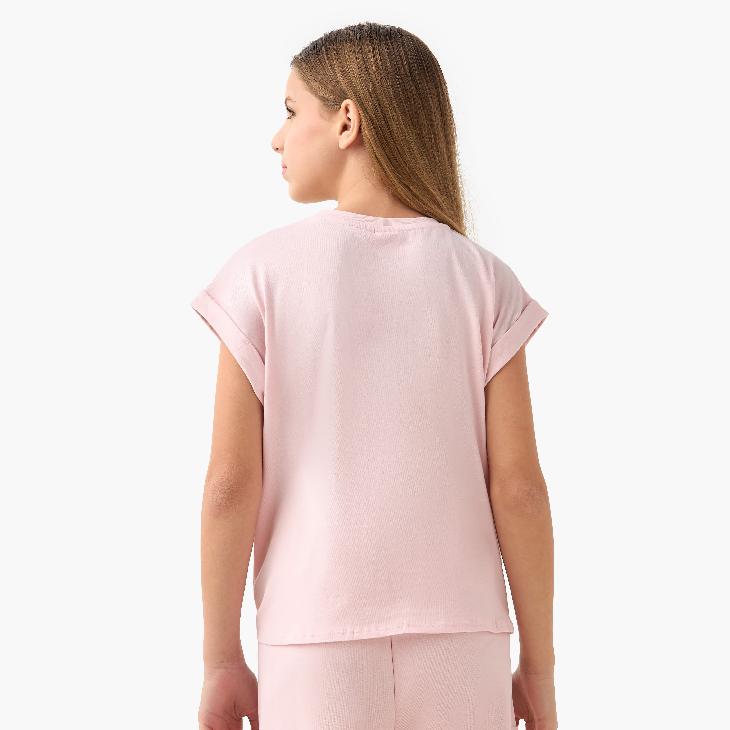 تيشيرت بأكمام قصيرة وعقدة وطبعات هالو كيتي من سانريو-girls-clothing-tshirts-image-3