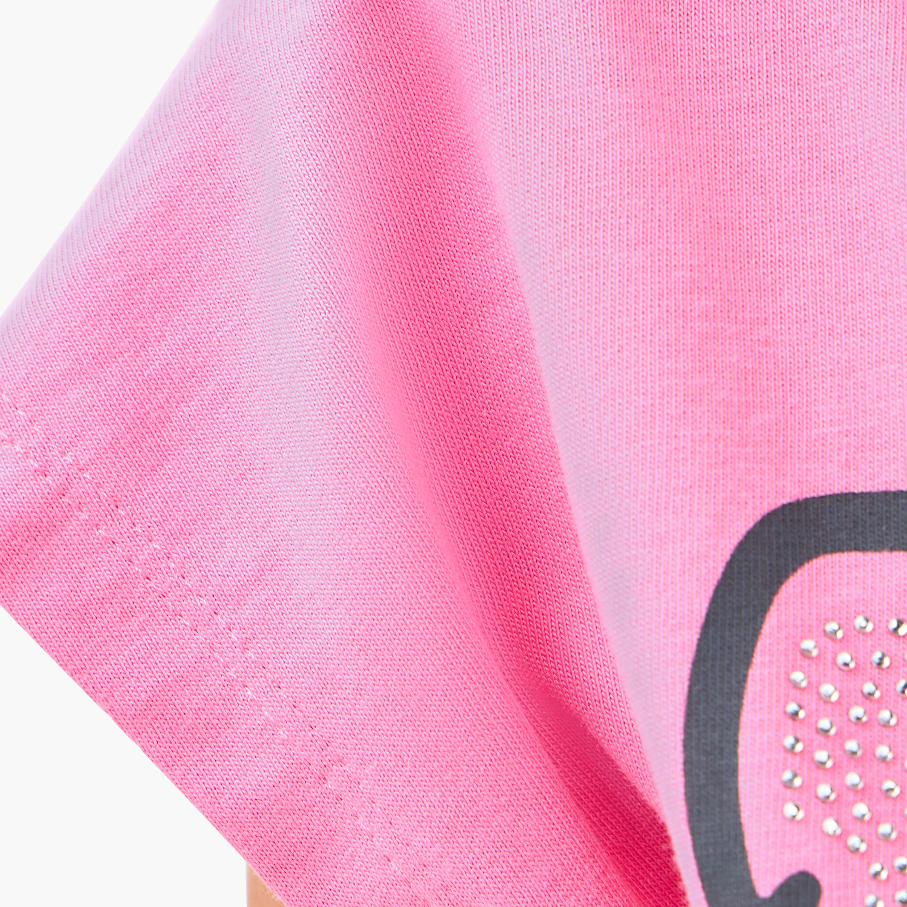 Sanrio Hello Kitty Print T-shirt with Ruffled Hem and Short Sleeves-girls-clothing-tshirts-image-5