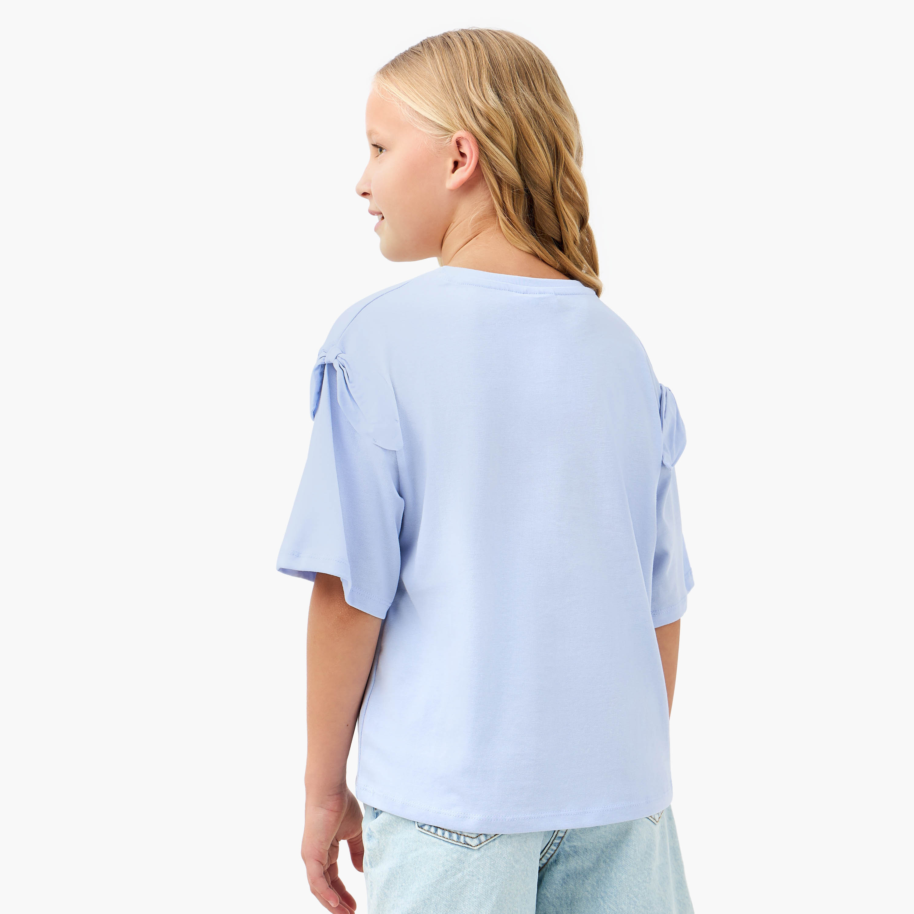 Sanrio Cinnamoroll Print T-shirt with Short Sleeves-girls-clothing-tshirts-image-3