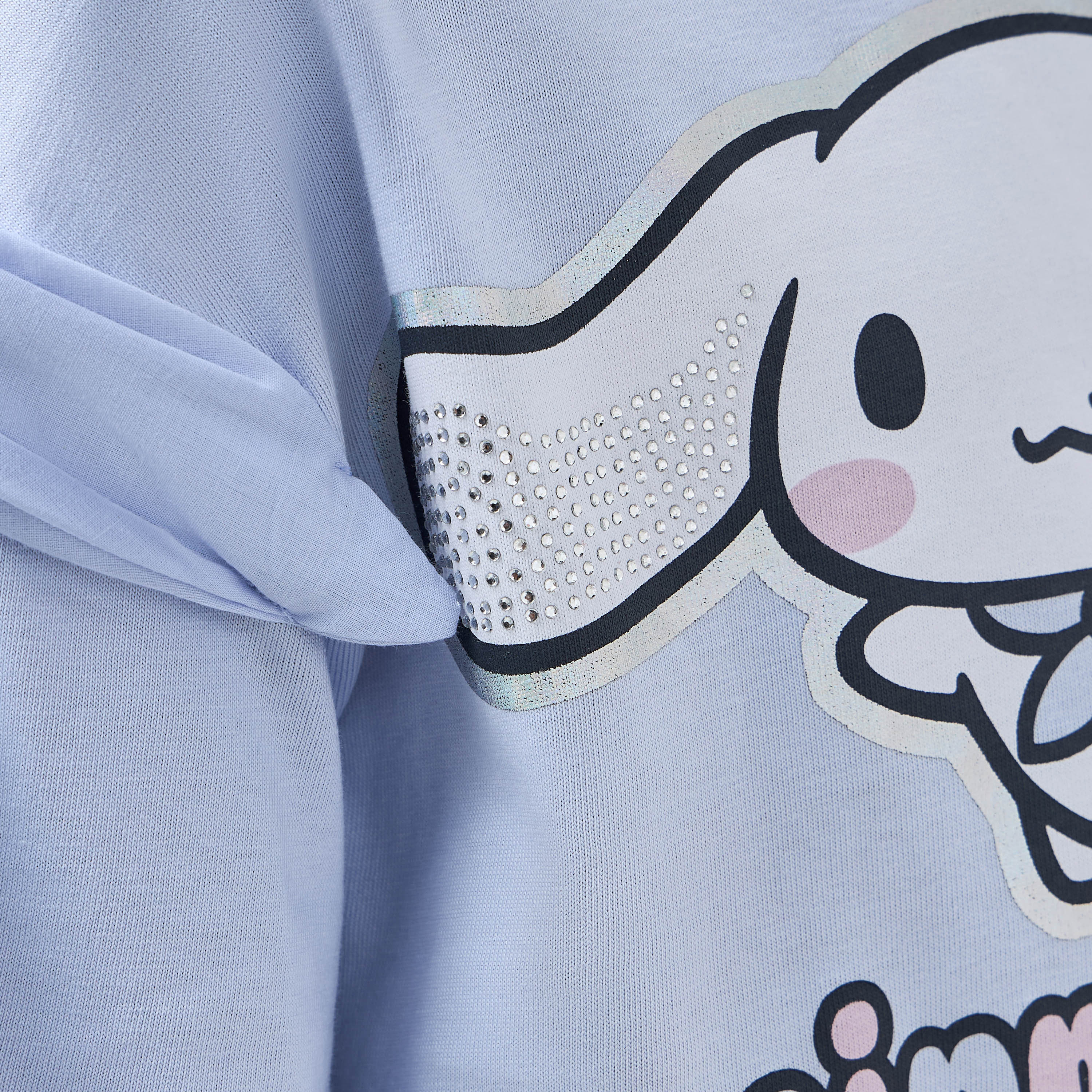 Sanrio Cinnamoroll Print T-shirt with Short Sleeves-girls-clothing-tshirts-image-5