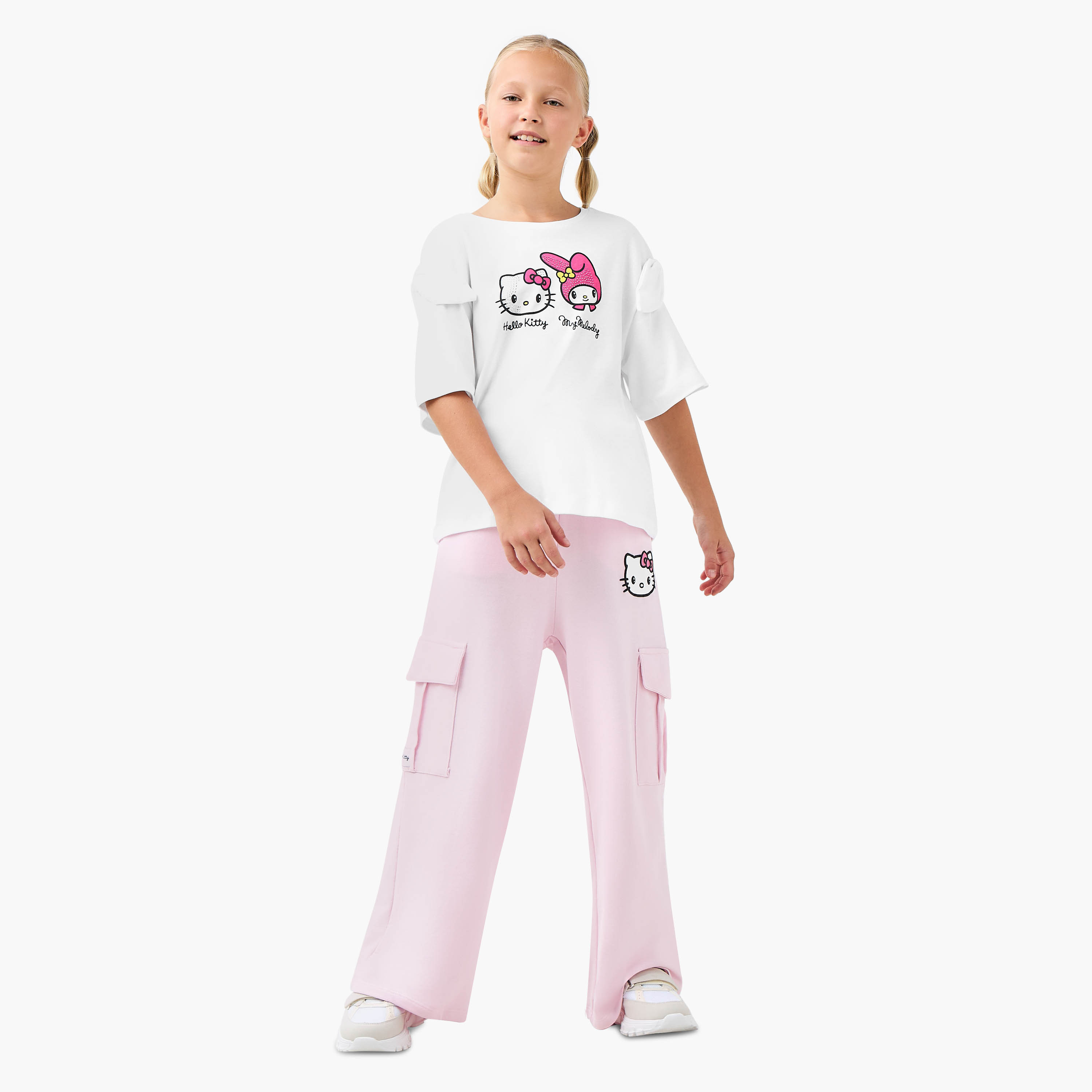 Sanrio Hello Kitty and My Melody Print T-shirt with Short Sleeves-girls-clothing-tshirts-image-2