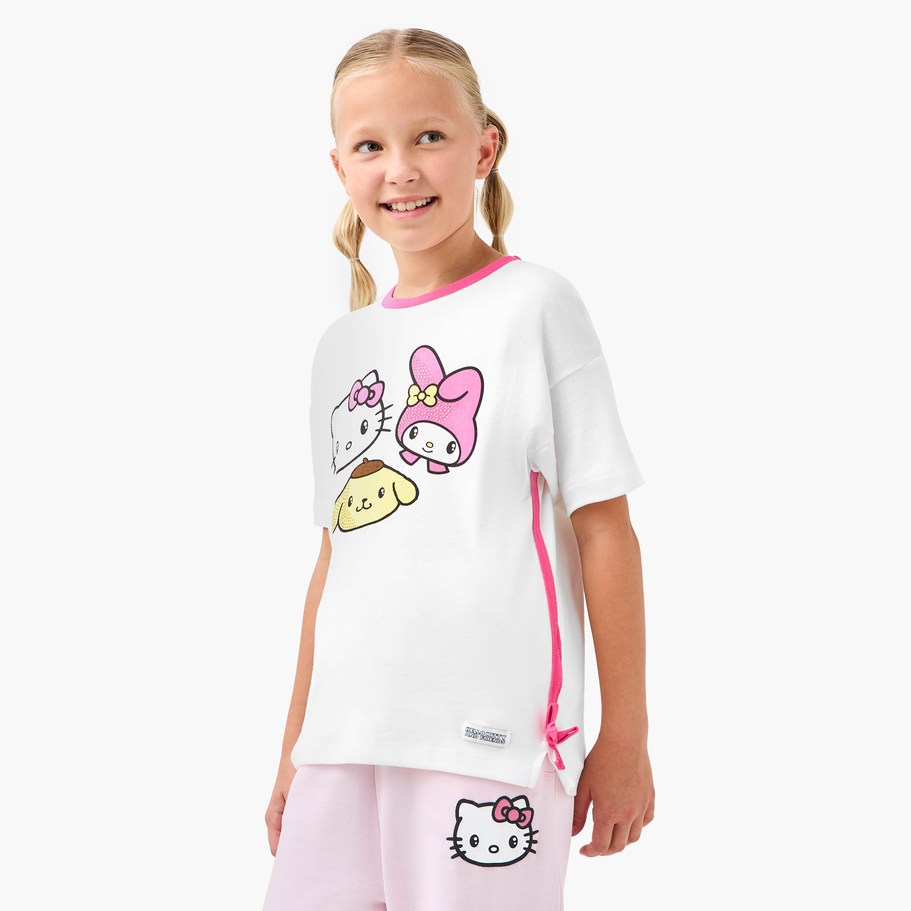 Sanrio Hello Kitty and Friends Print T-shirt with Short Sleeves-girls-clothing-tshirts-image-1