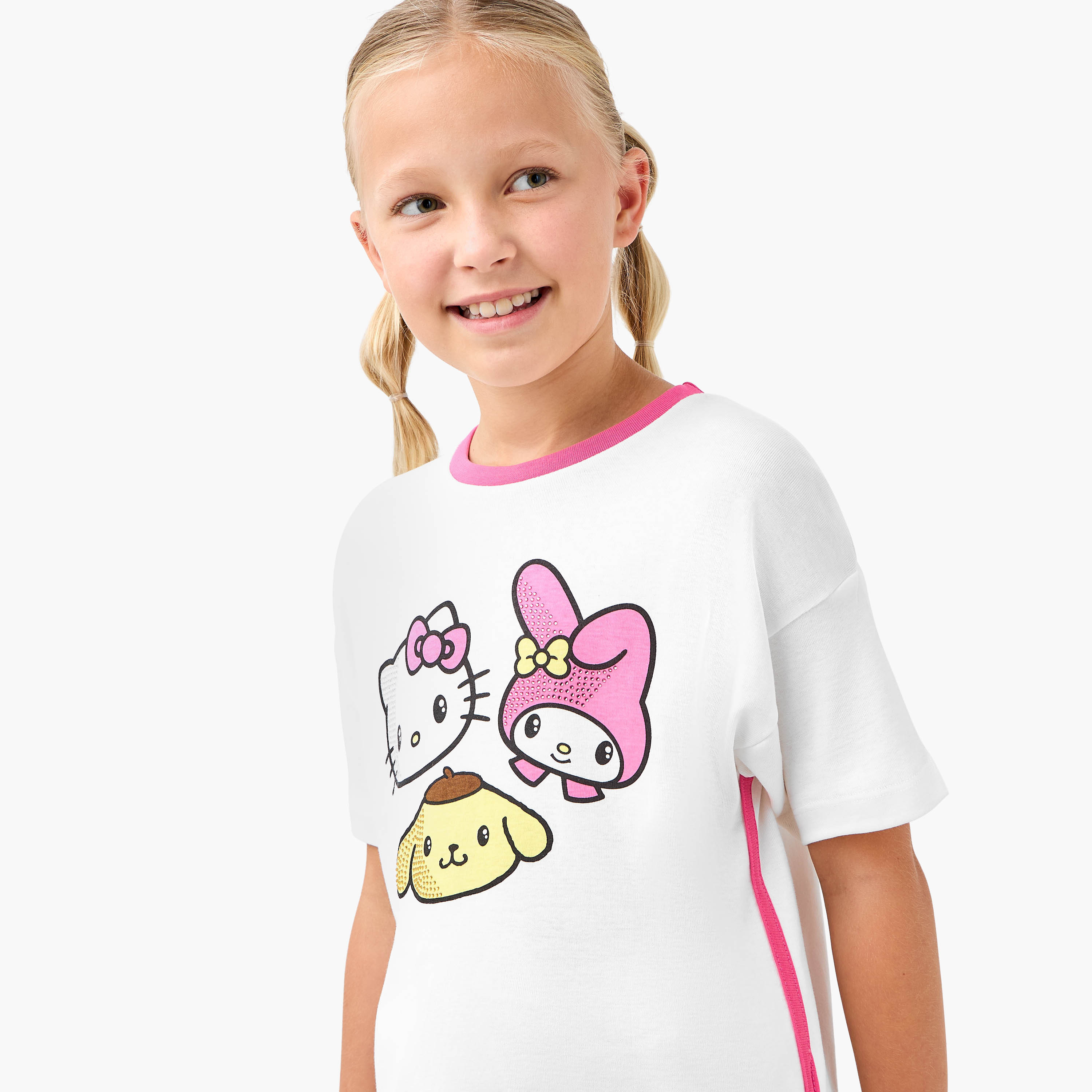 Sanrio Hello Kitty and Friends Print T-shirt with Short Sleeves-girls-clothing-tshirts-image-5