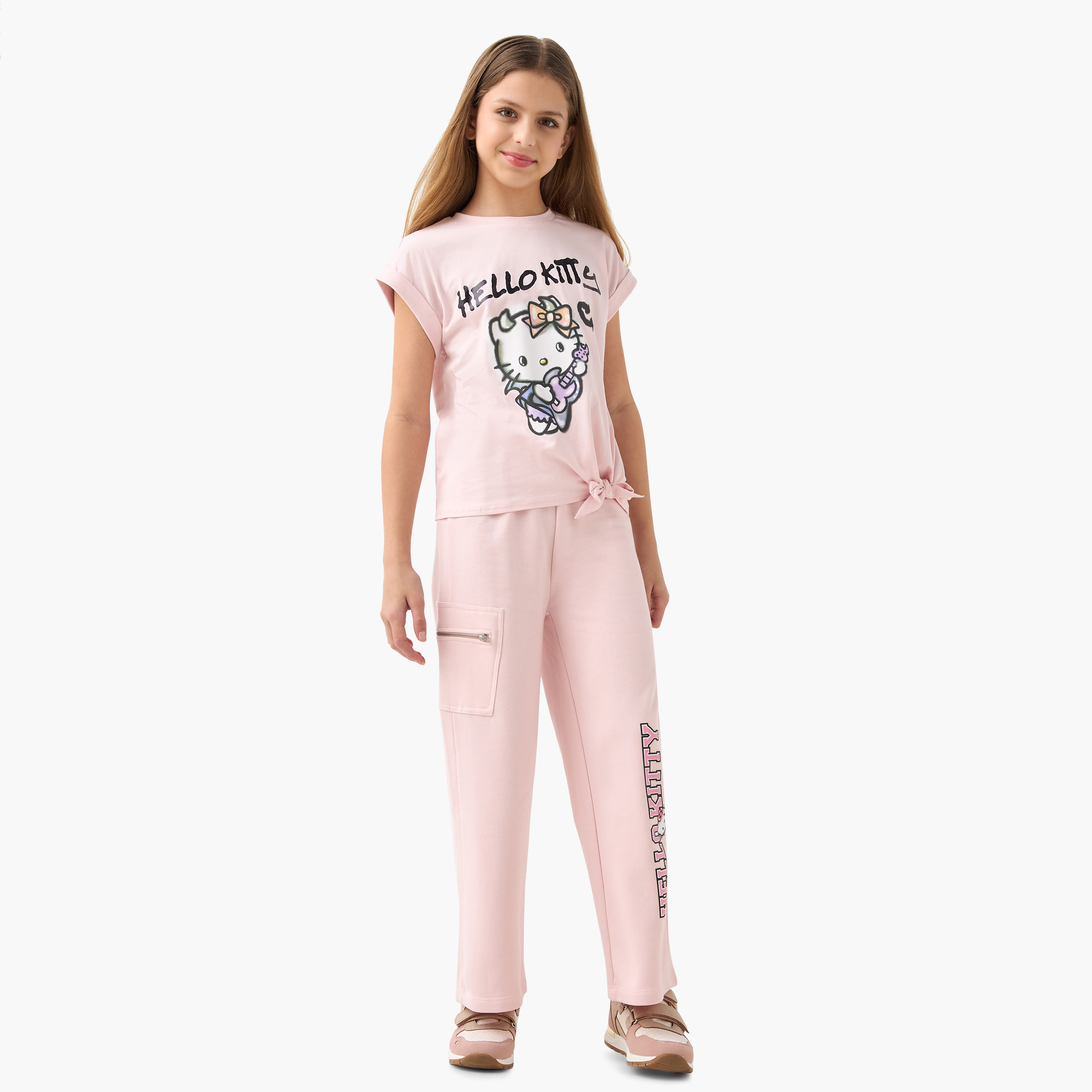 بنطلون بطبعات هالو كيتي ورباط إغلاق وجيوب من سانريو-girls-clothing-bottoms-joggersandtrackpants-image-2