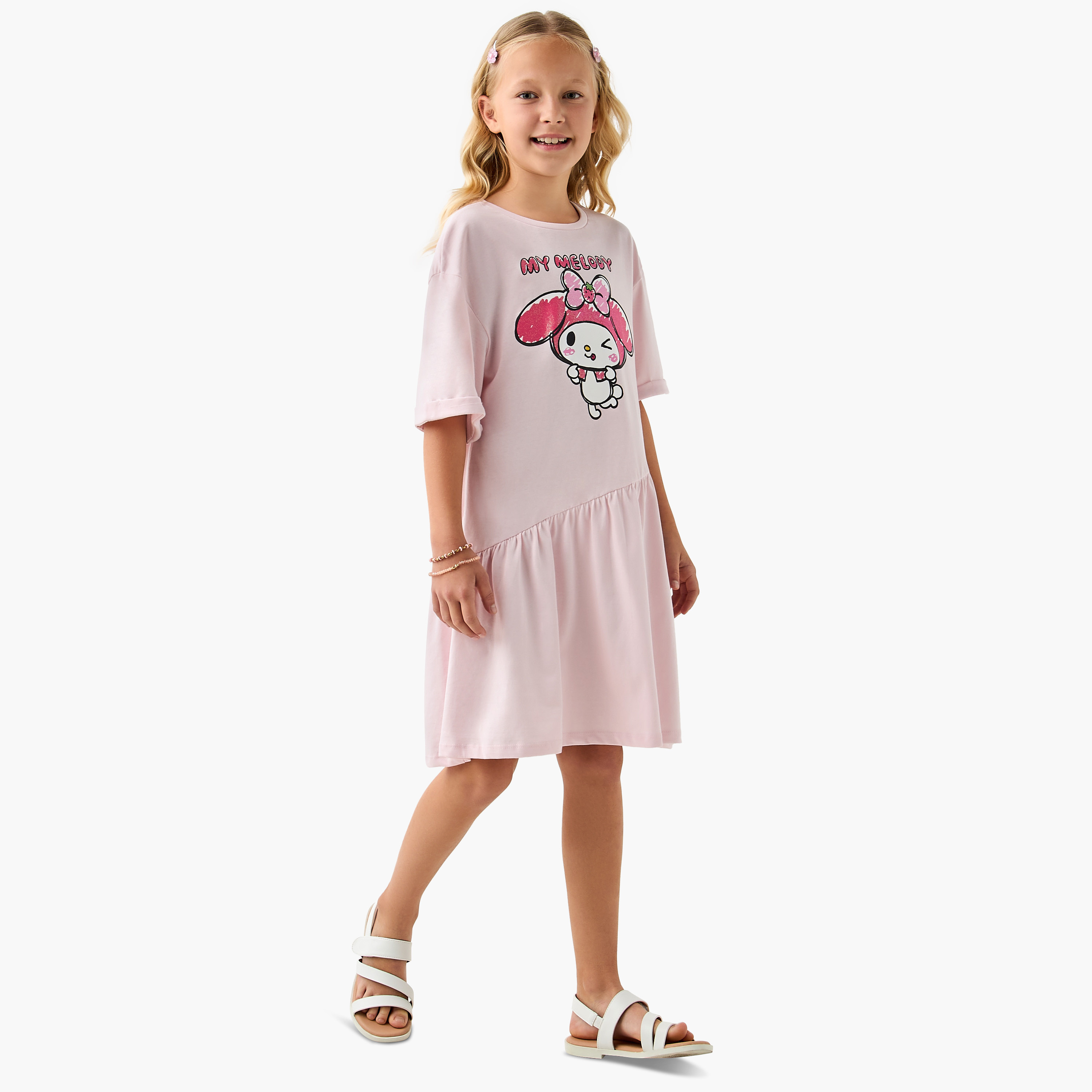 My Melody Print T-shirt Dress with Short Sleeves-girls-clothing-dressesandjumpsuits-image-2