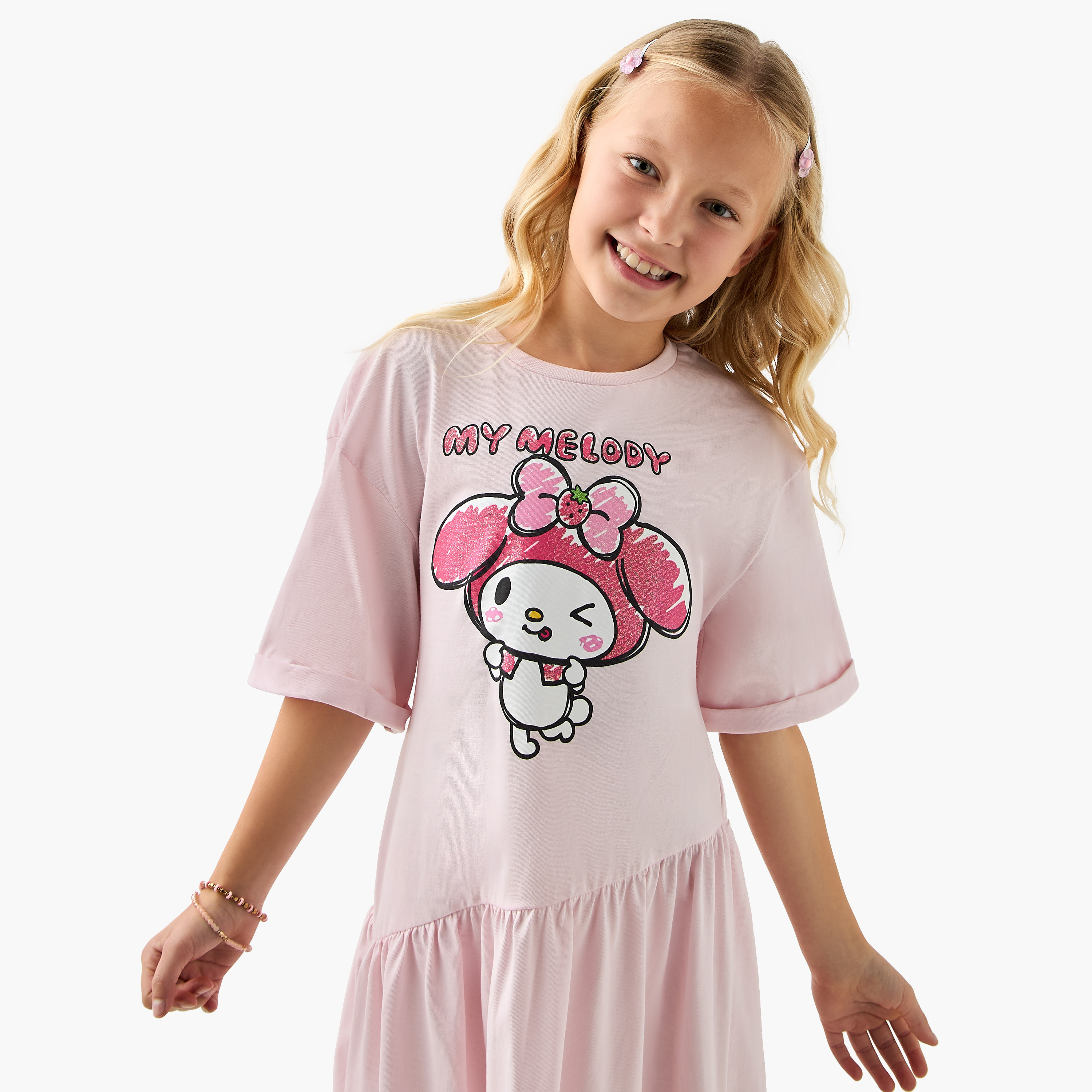 My Melody Print T-shirt Dress with Short Sleeves-girls-clothing-dressesandjumpsuits-image-4