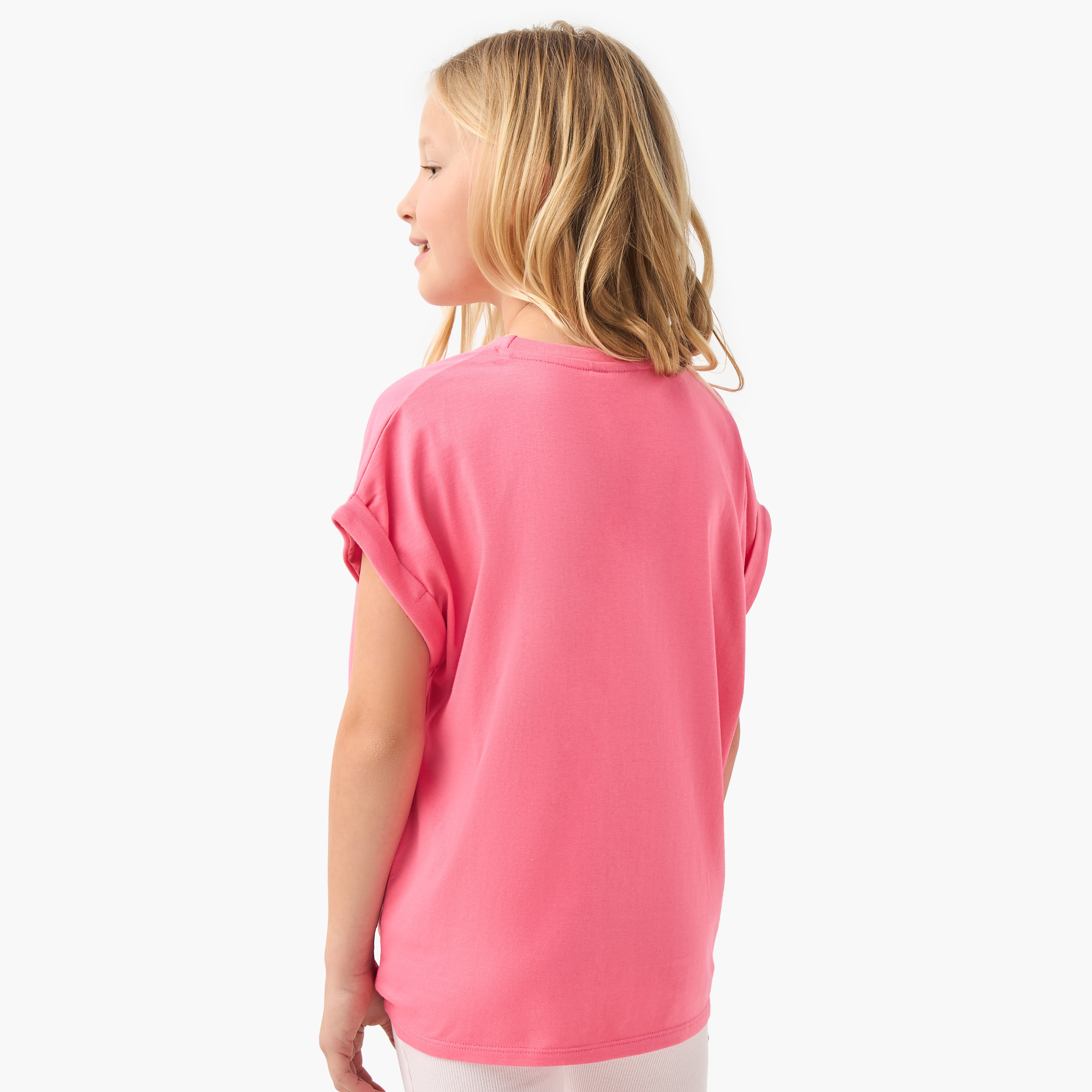 Barbie Print T-shirt with Cap Sleeves and Front Tie-girls-clothing-tshirts-image-3
