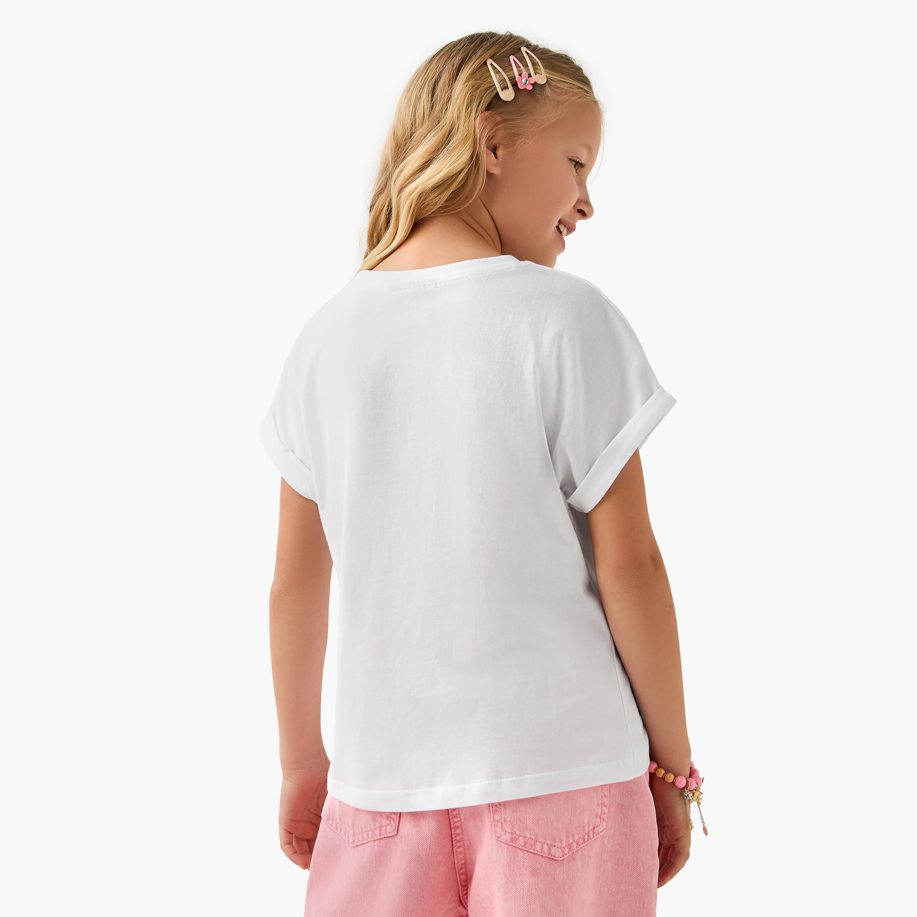Barbie Print T-shirt with Short Sleeves-girls-clothing-tshirts-image-3