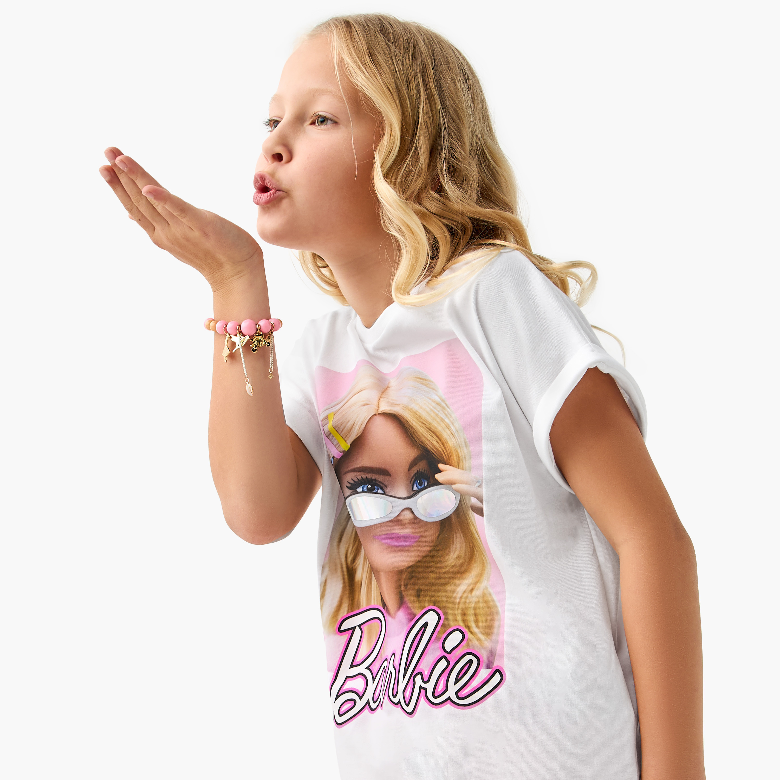 Barbie Print T-shirt with Short Sleeves-girls-clothing-tshirts-image-4