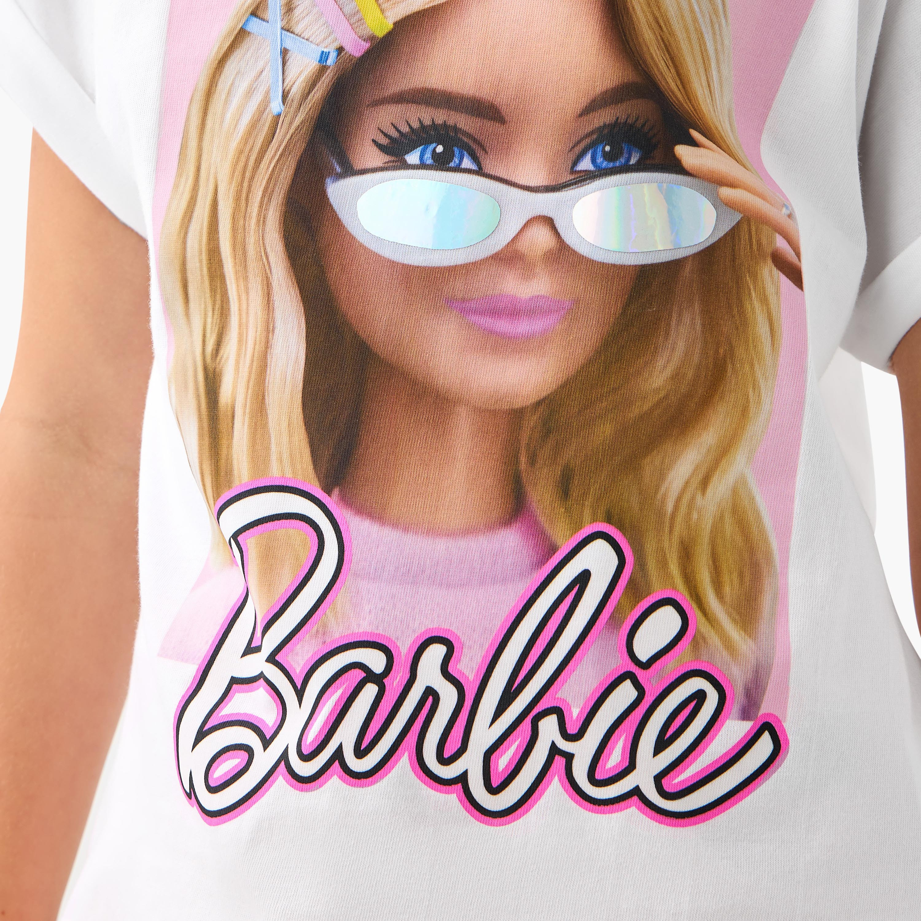 Barbie Print T-shirt with Short Sleeves-girls-clothing-tshirts-image-5