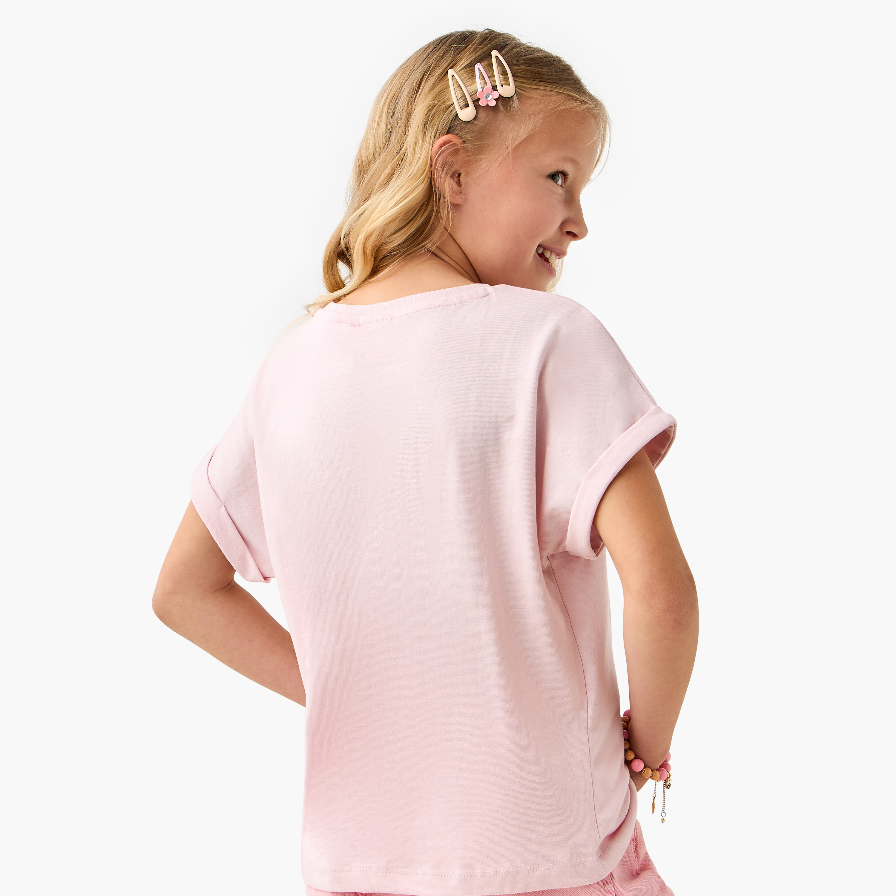 Barbie Print T-shirt with Extended Sleeves-girls-clothing-tshirts-image-3