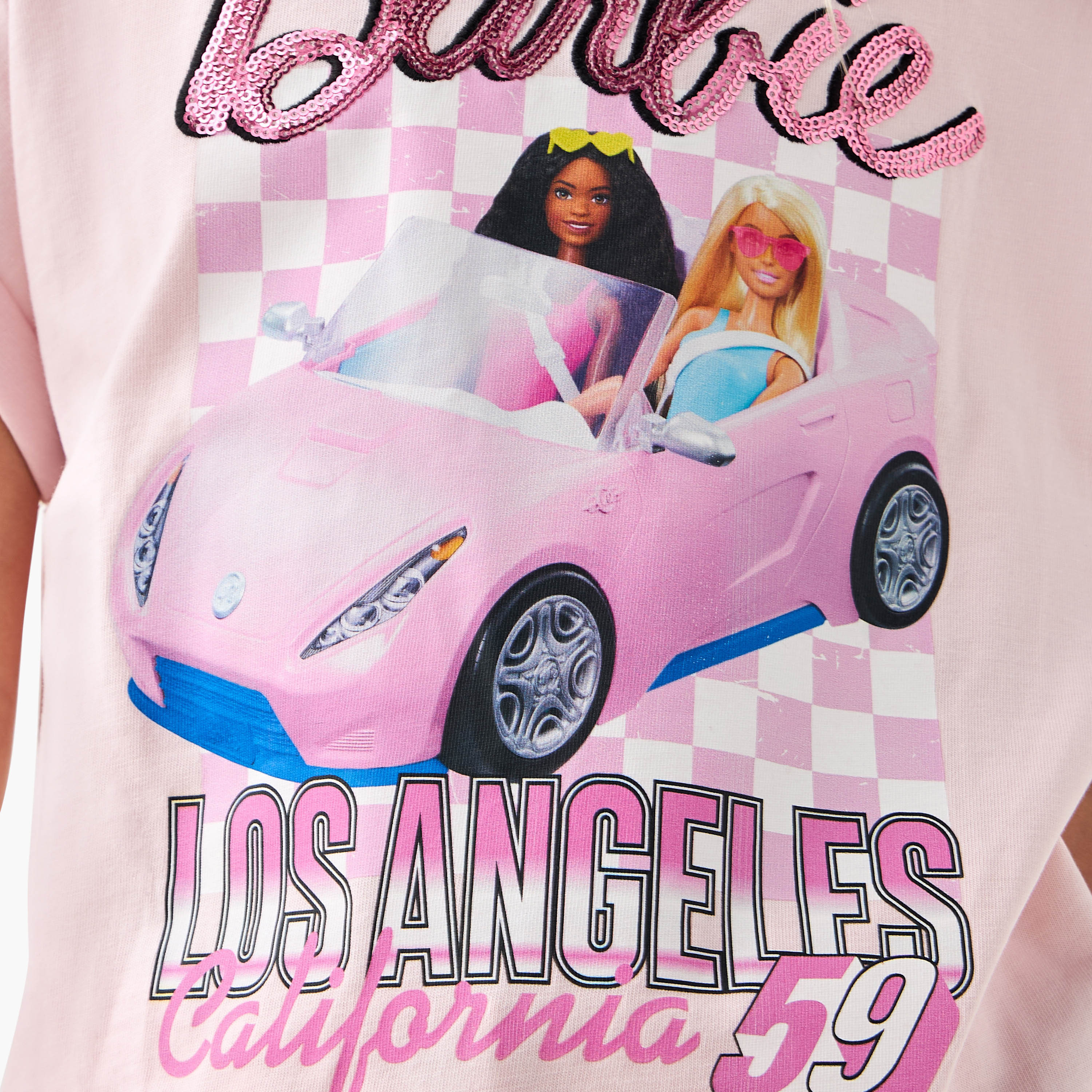 Barbie Print T-shirt with Extended Sleeves-girls-clothing-tshirts-image-5