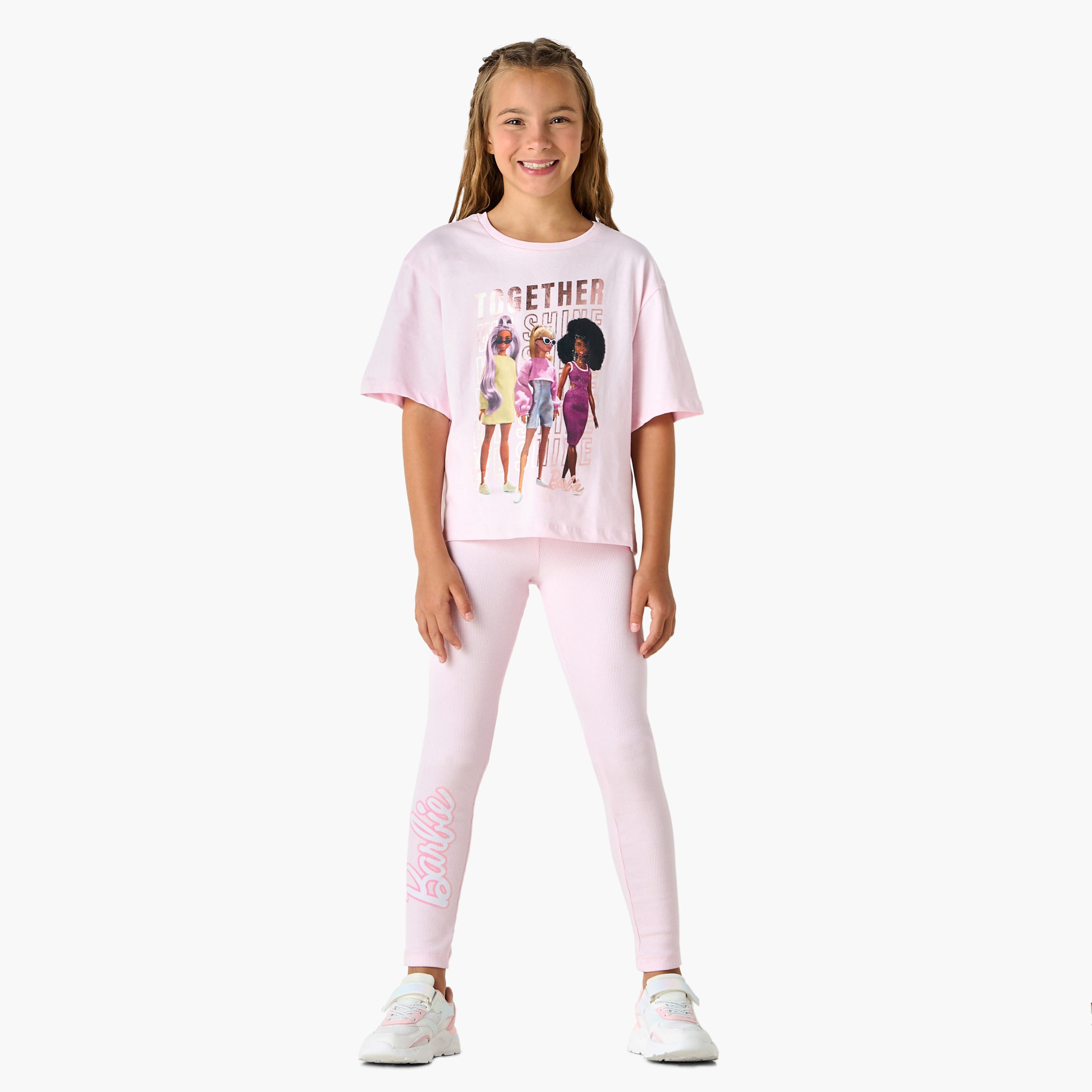 Barbie Graphic Print T-shirt with Short Sleeves-girls-clothing-tshirts-image-2