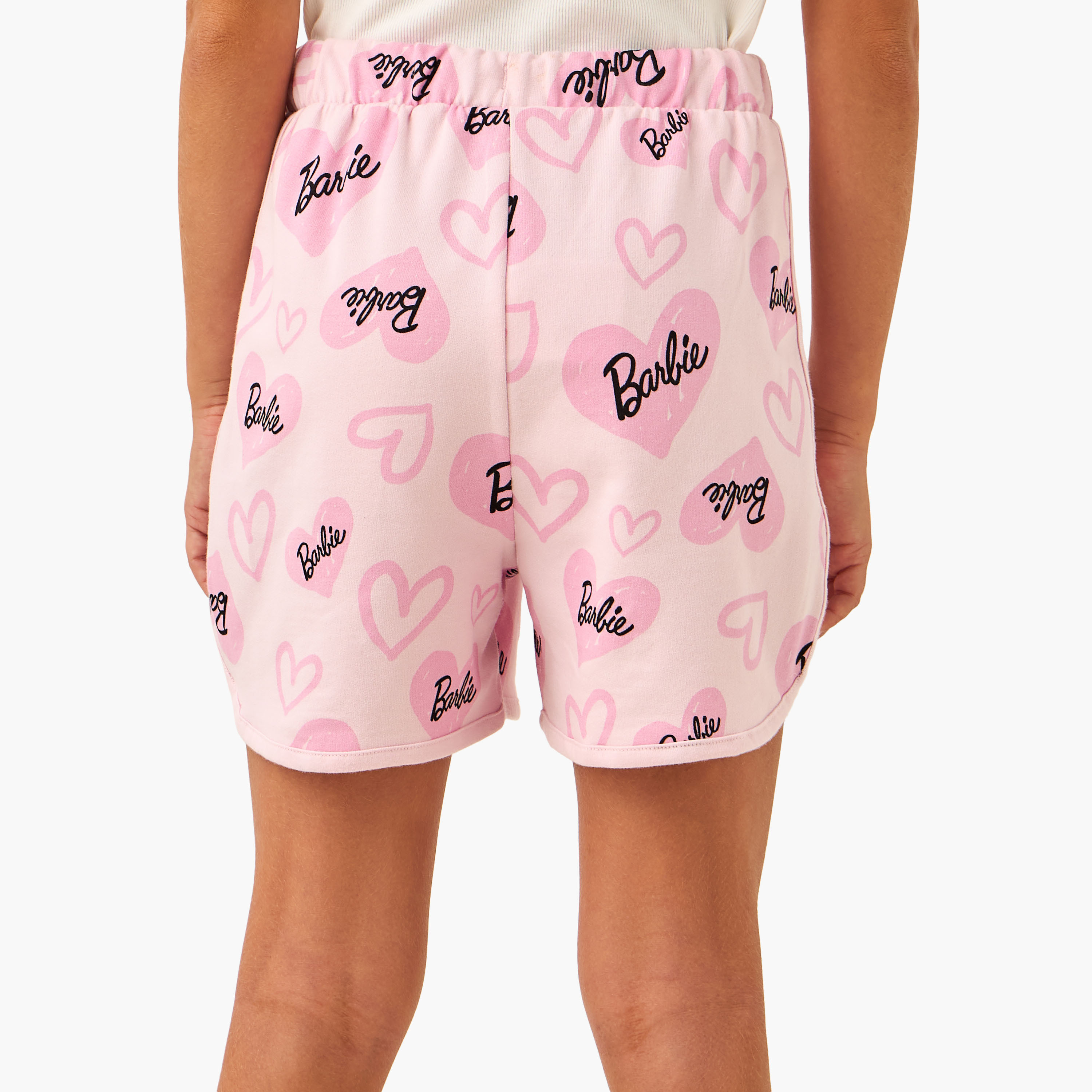 All-Over Barbie Print Shorts with Drawstring Closure-girls-clothing-bottoms-shorts-image-3