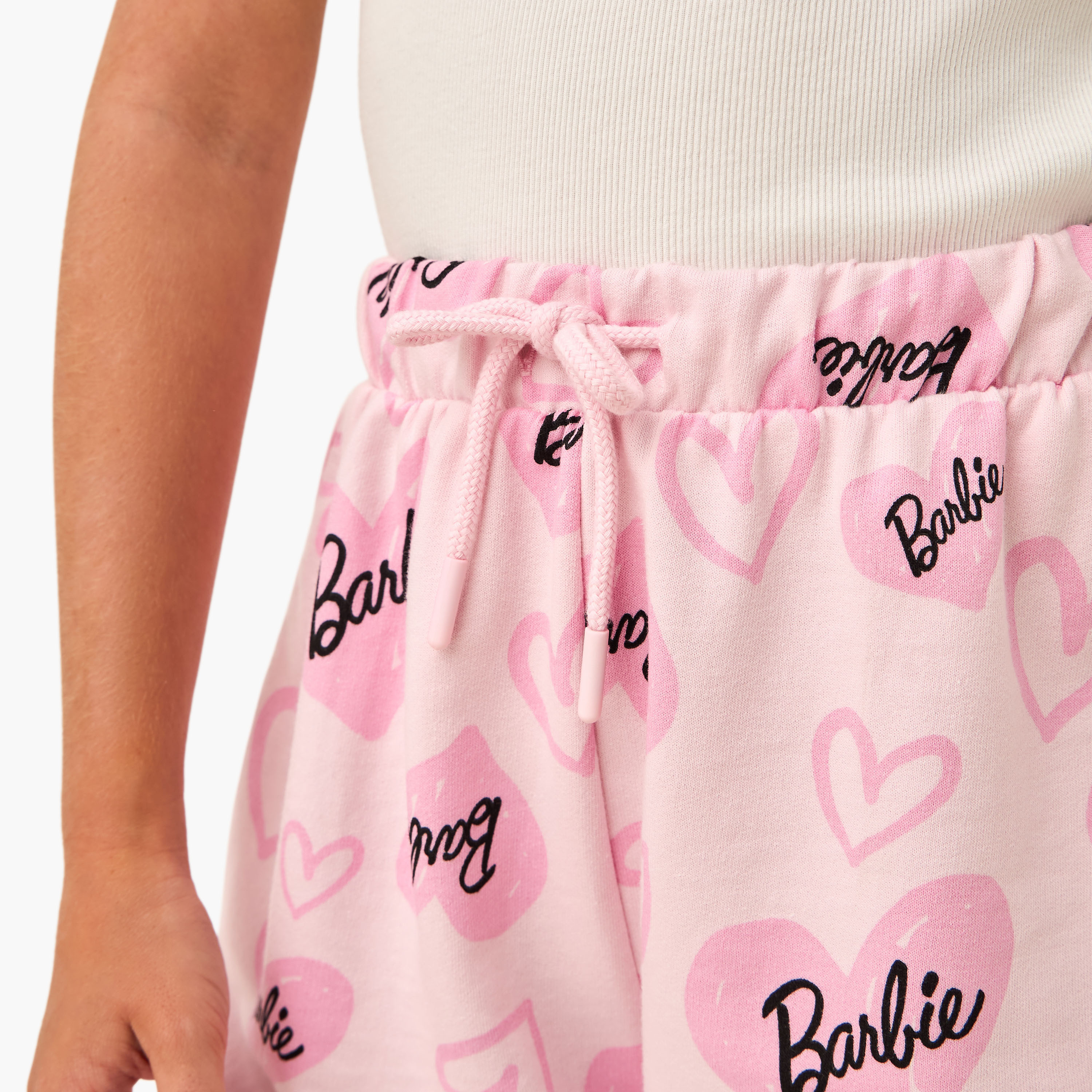 All-Over Barbie Print Shorts with Drawstring Closure-girls-clothing-bottoms-shorts-image-4