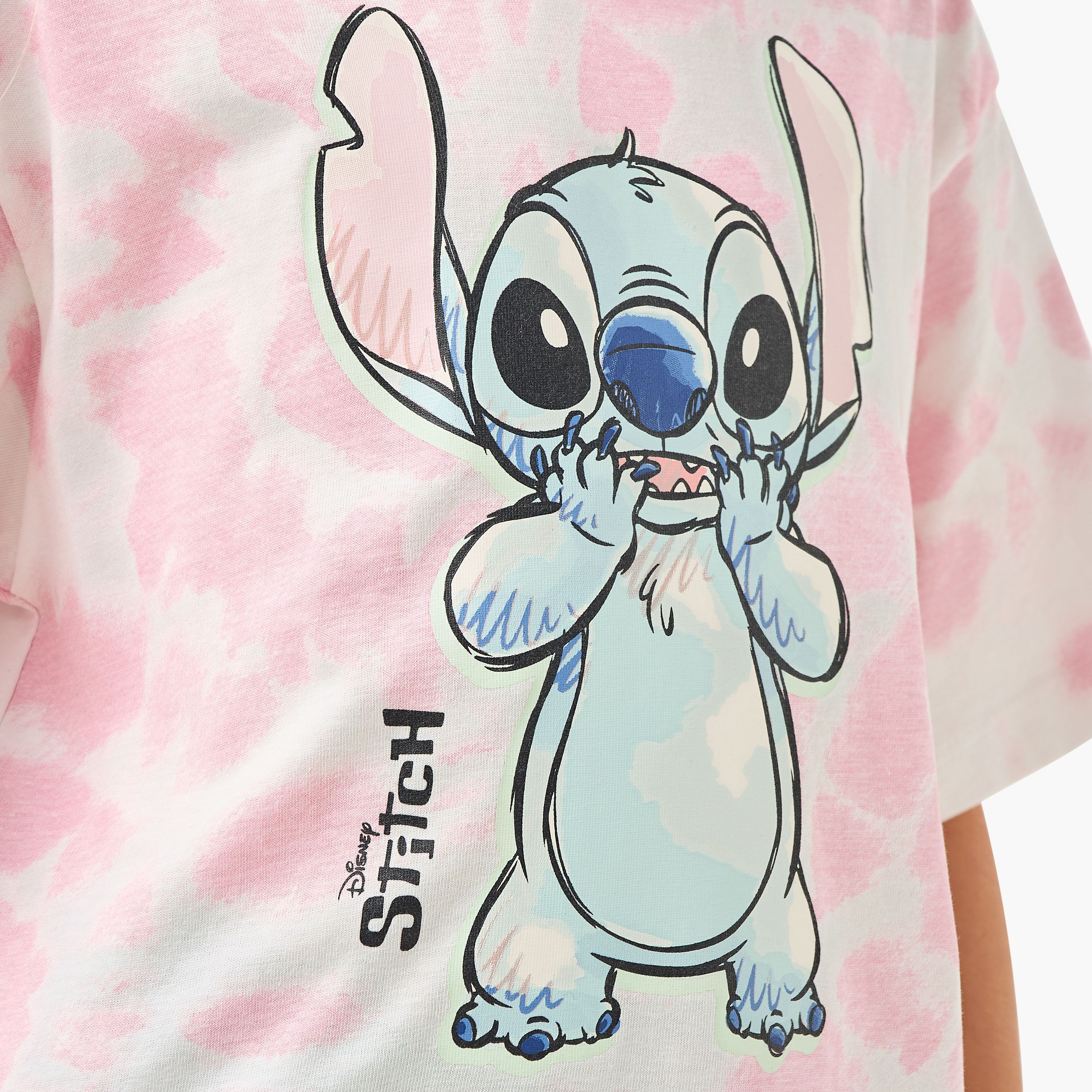 Disney Stitch Print T-shirt with Short Sleeves-girls-clothing-tshirts-image-5