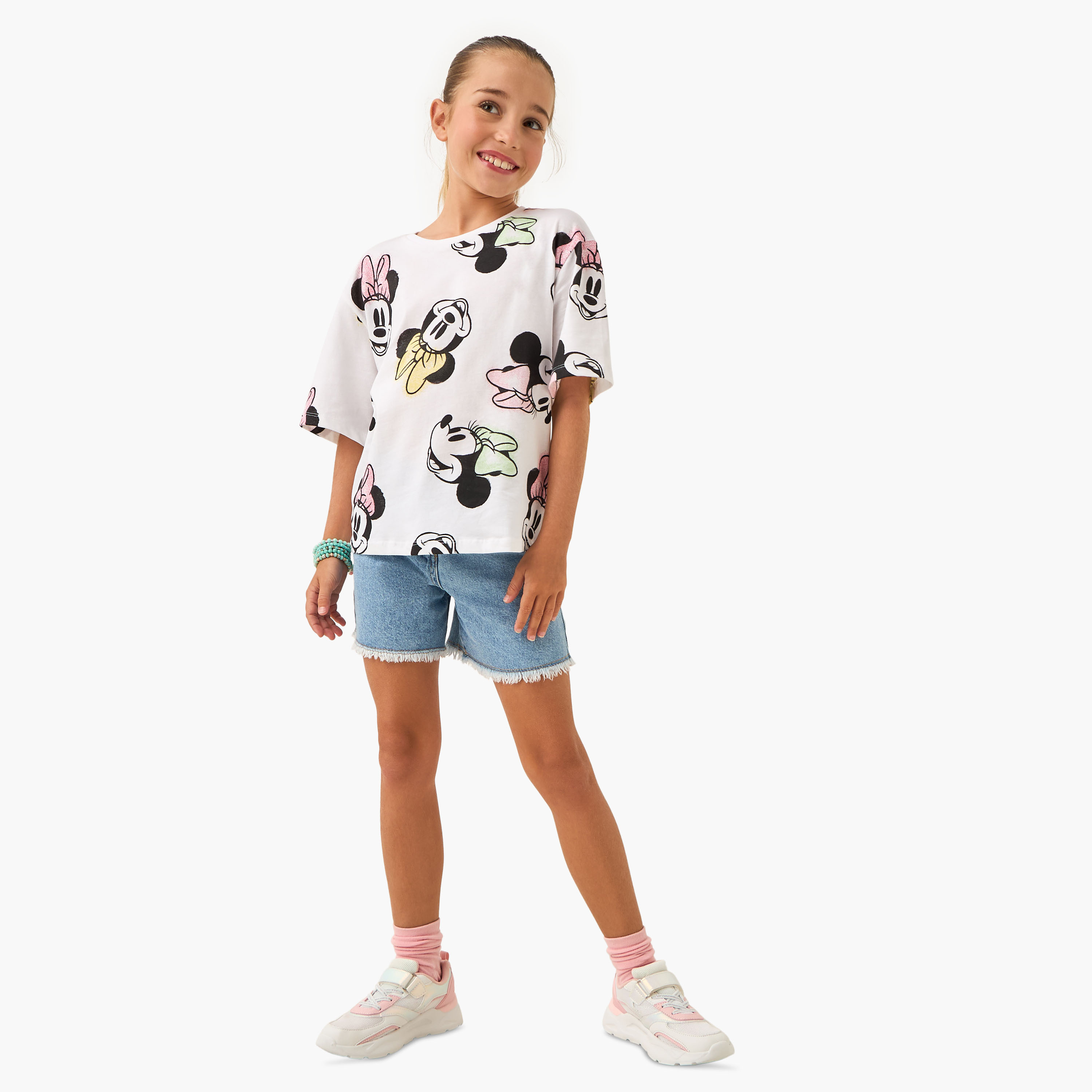 Disney All-Over Minnie Mouse Print T-shirt with Short Sleeves-girls-clothing-tshirts-image-2