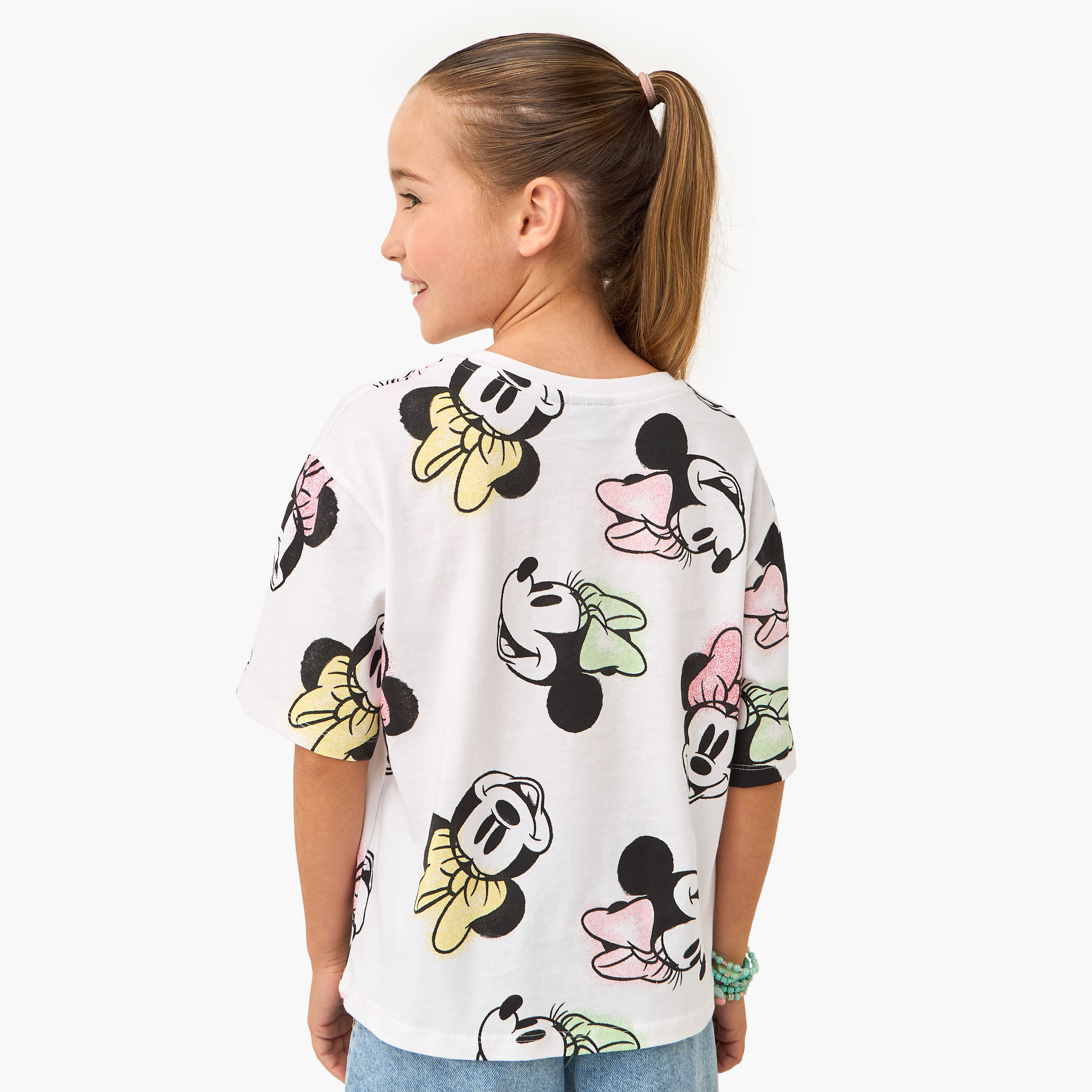 Disney All-Over Minnie Mouse Print T-shirt with Short Sleeves-girls-clothing-tshirts-image-3