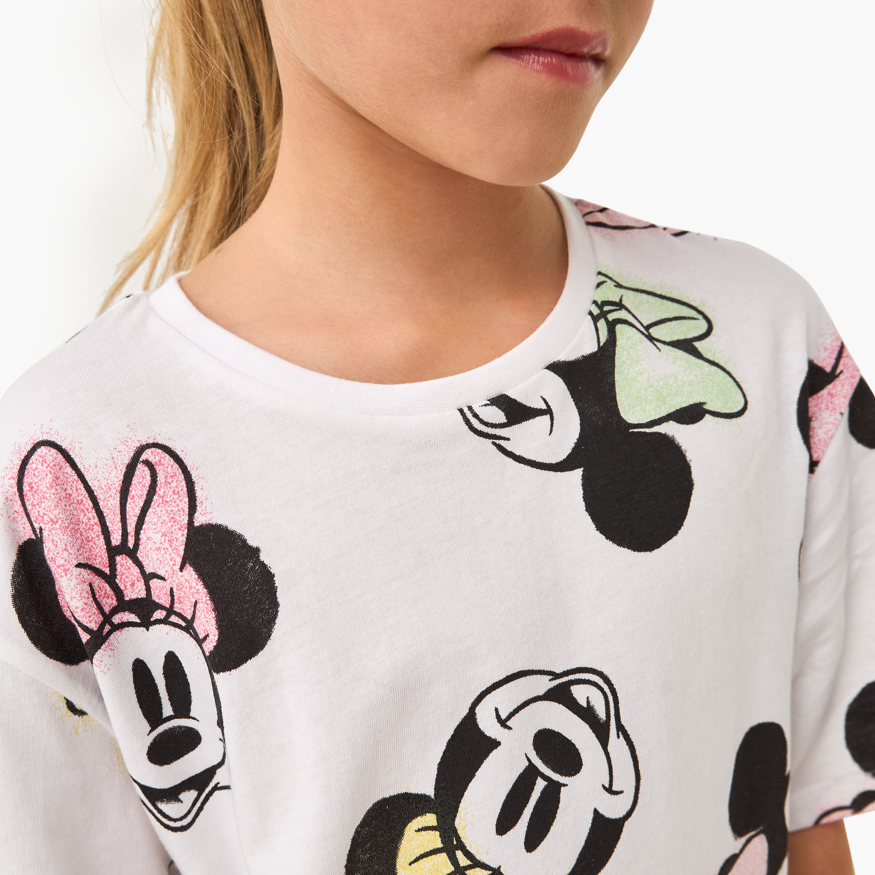 Disney All-Over Minnie Mouse Print T-shirt with Short Sleeves-girls-clothing-tshirts-image-4
