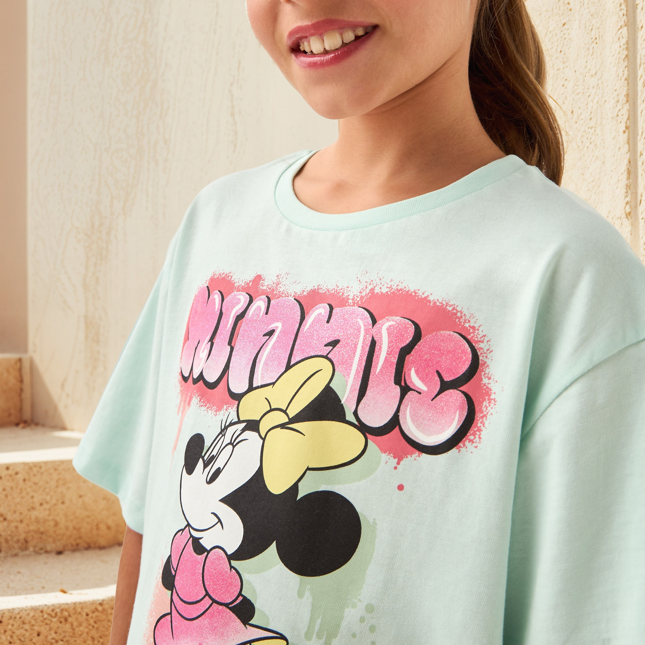 تيشيرت بطبعات ميني ماوس وأكمام قصيرة من ديزني-girls-clothing-tshirts-image-2