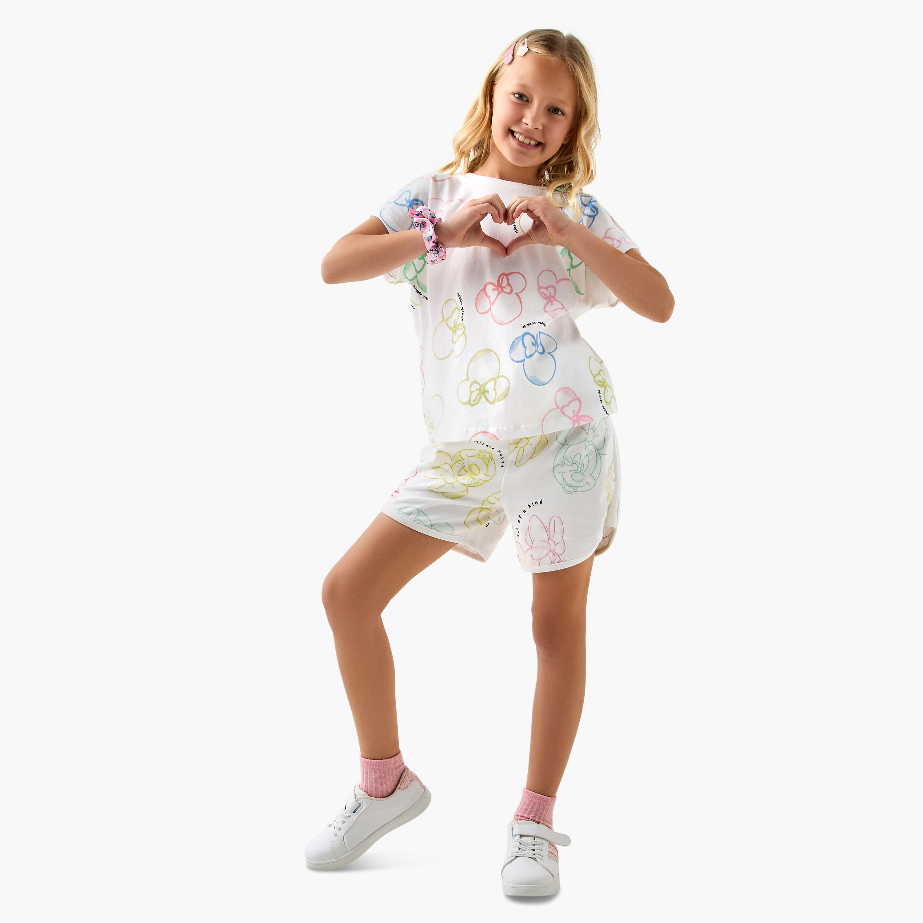 Disney Minnie Mouse Print Shorts with Drawstring Closure-girls-clothing-bottoms-shorts-image-2