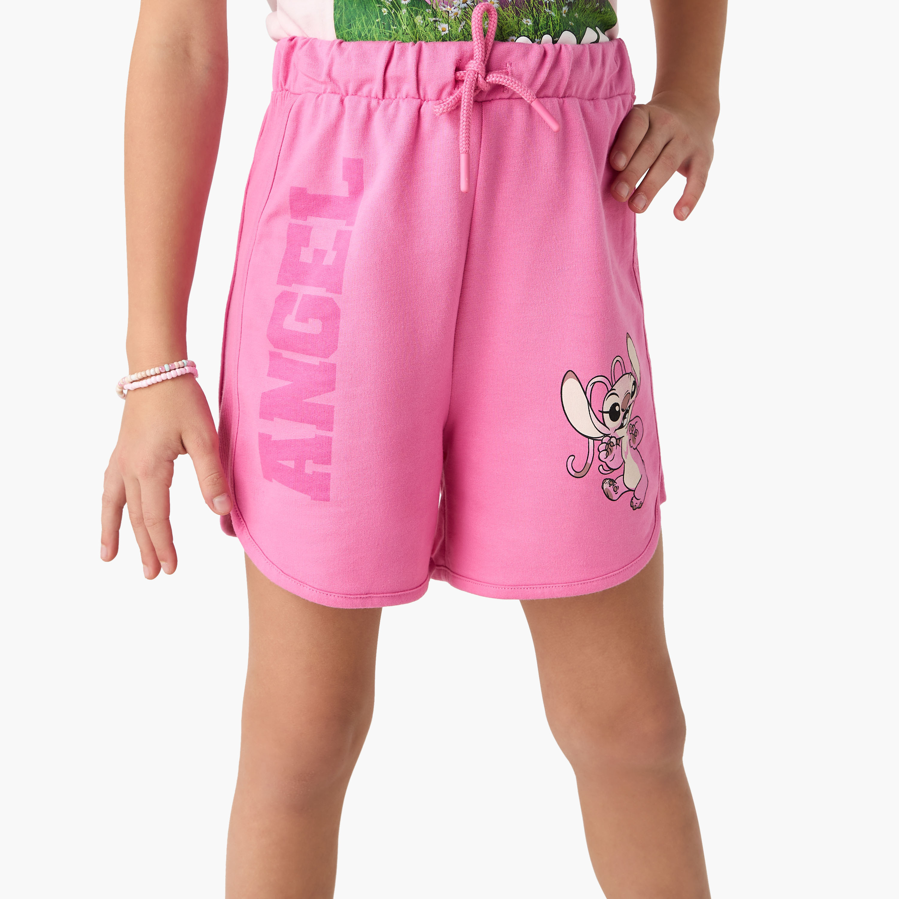 Disney Angel Print Shorts with Drawstring Closure-girls-clothing-bottoms-shorts-image-1