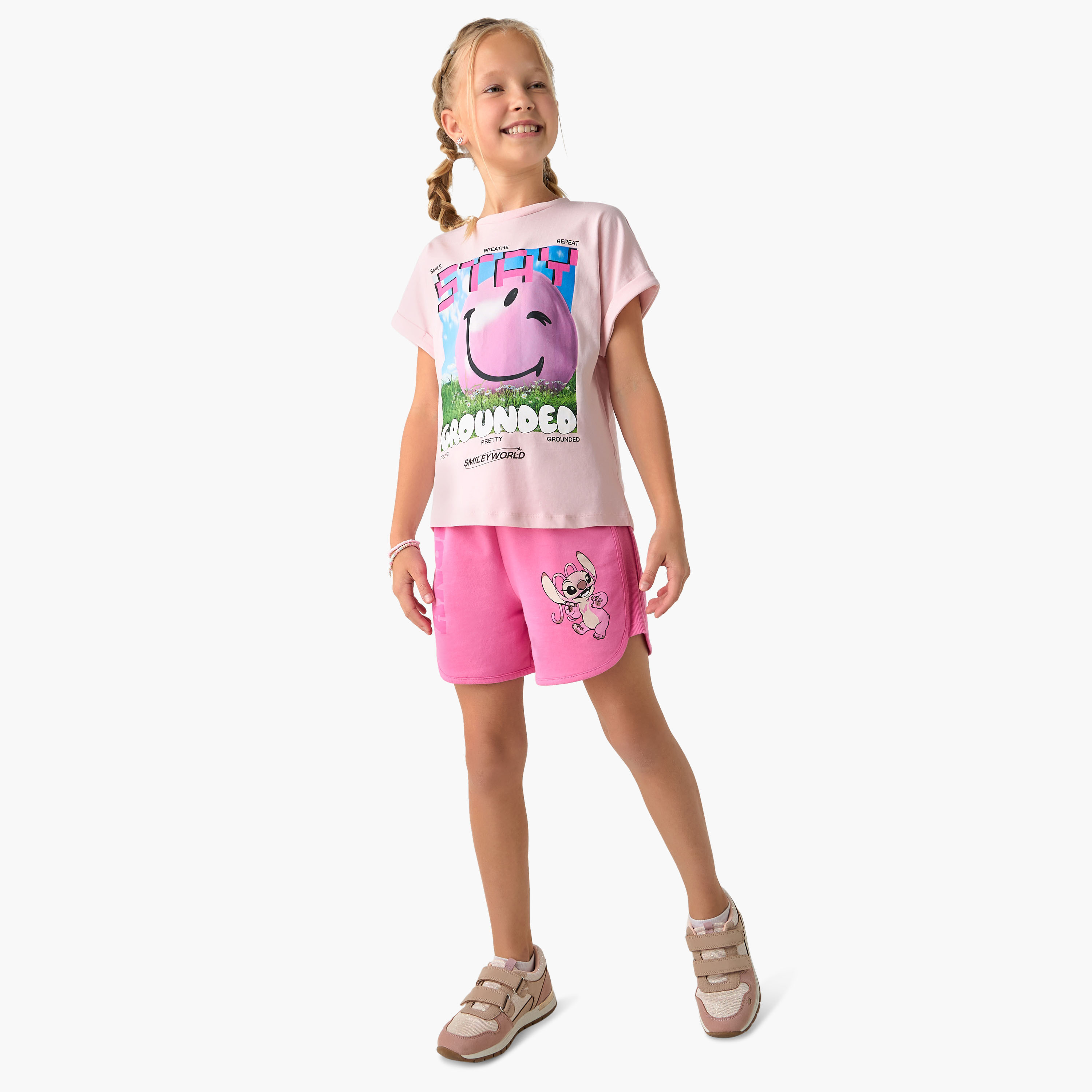 Disney Angel Print Shorts with Drawstring Closure-girls-clothing-bottoms-shorts-image-2