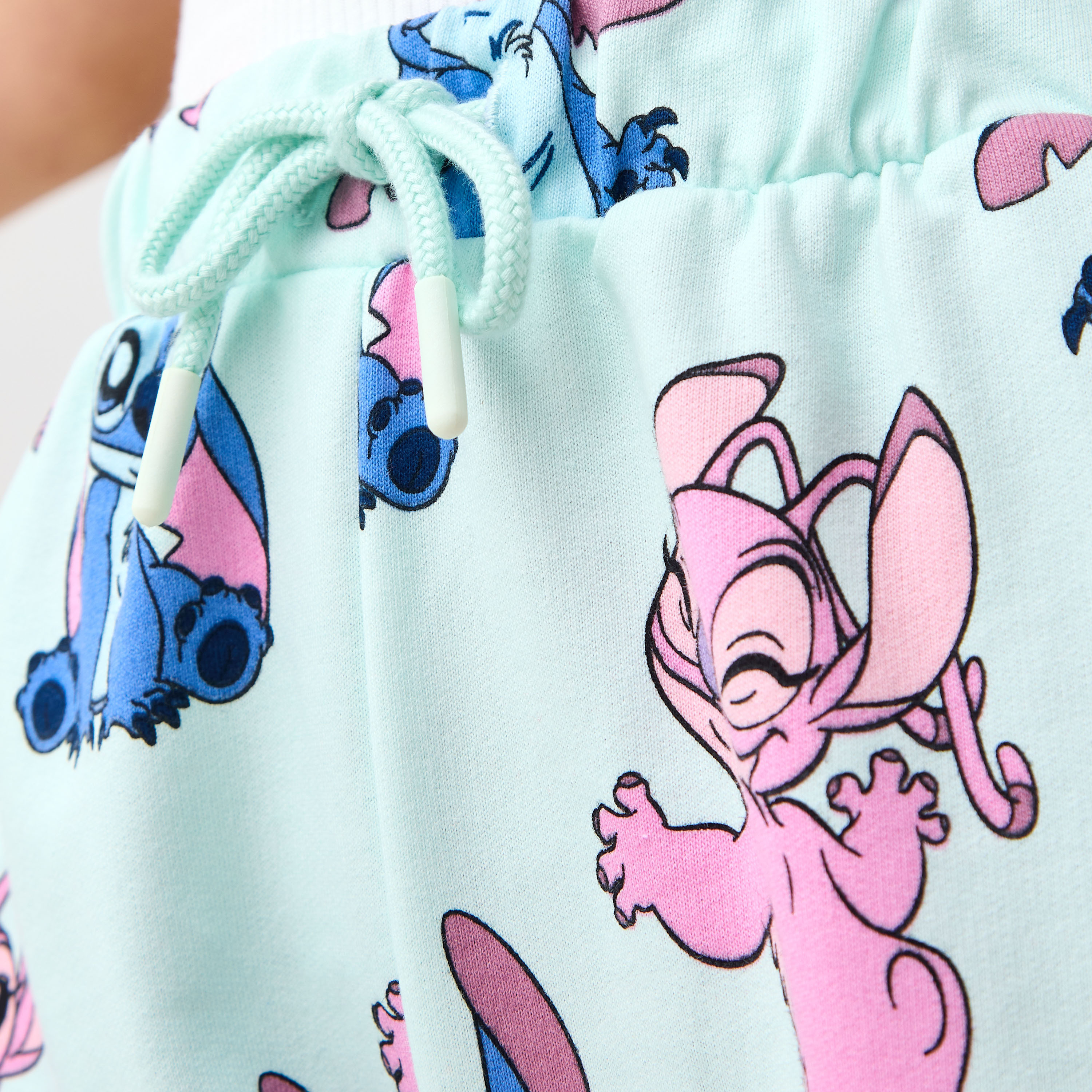 Disney Angel and Stitch Print Shorts with Drawstring Closure-girls-clothing-bottoms-shorts-image-5