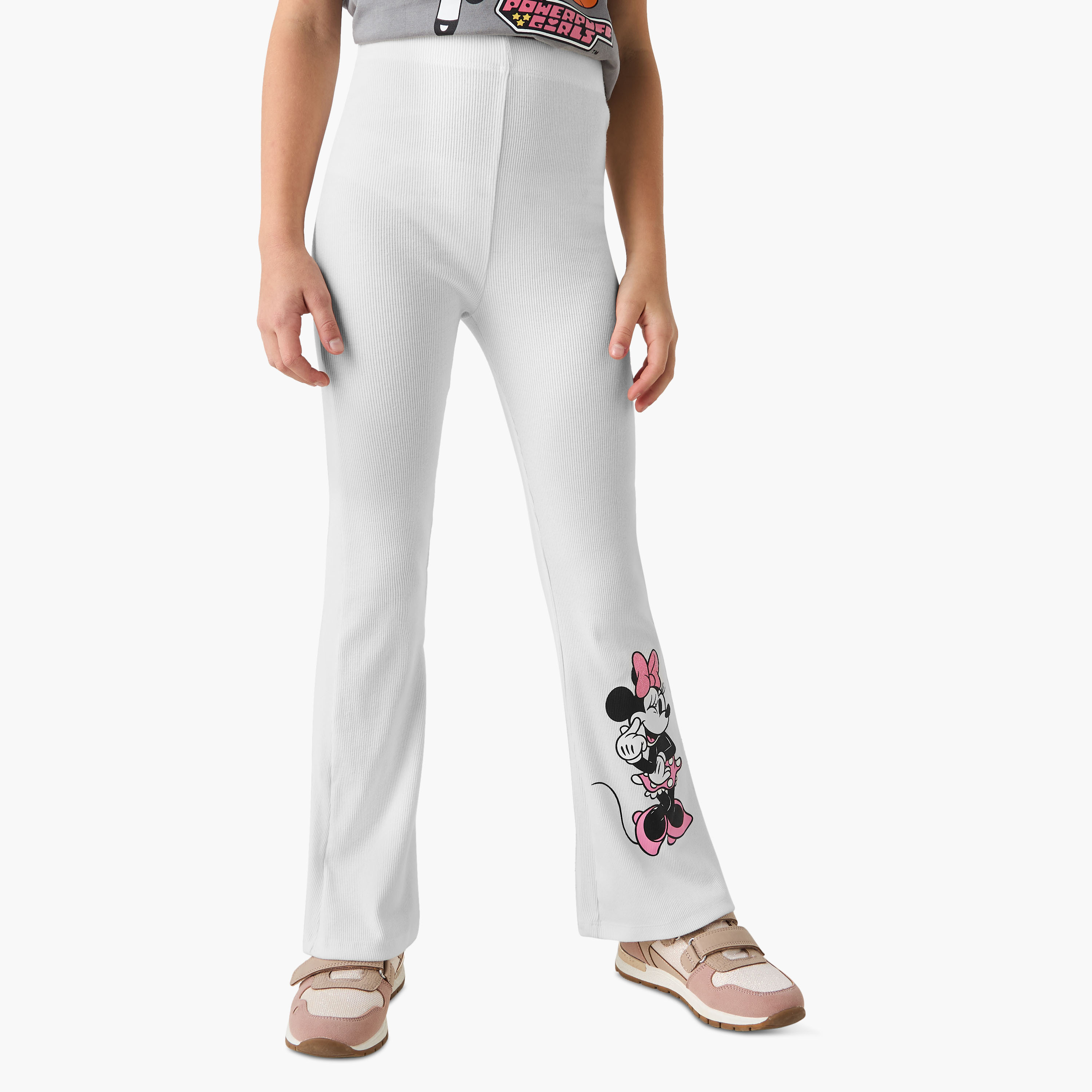 Disney Minnie Mouse Print Flared Leggings with Elasticated Waistband-girls-clothing-bottoms-leggings-image-1