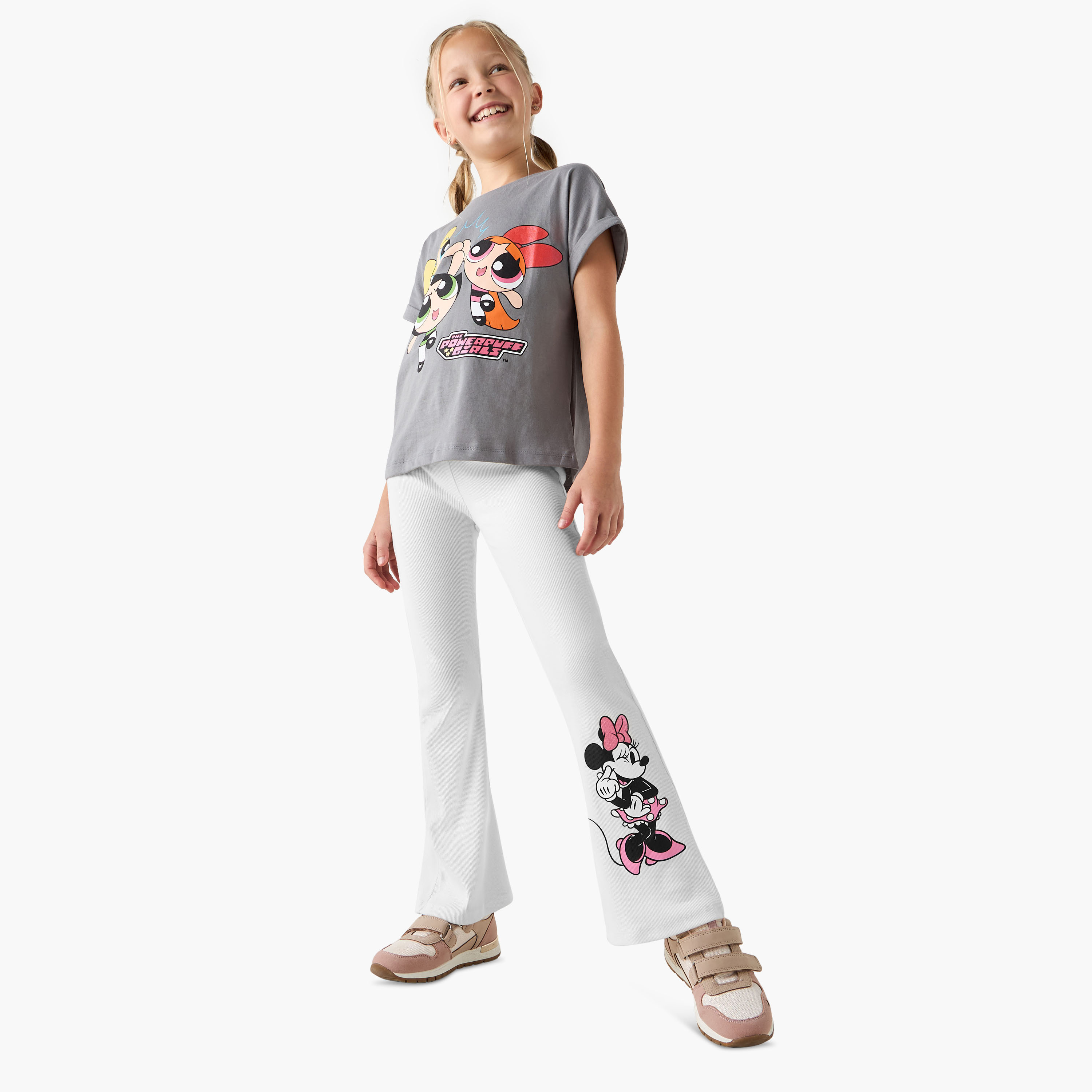 Disney Minnie Mouse Print Flared Leggings with Elasticated Waistband-girls-clothing-bottoms-leggings-image-2