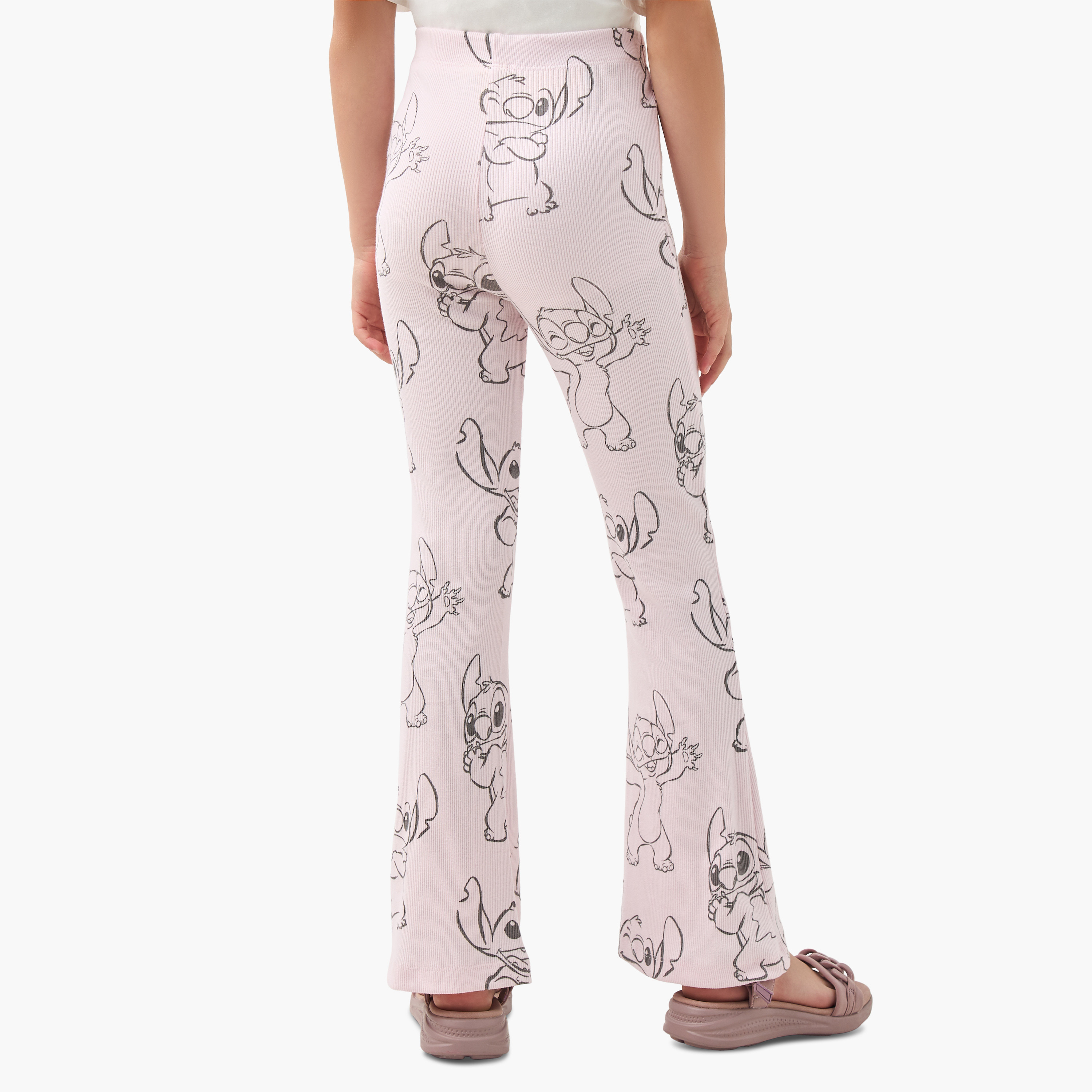 Disney Stitch Print Flared Leggings-girls-clothing-bottoms-leggings-image-3