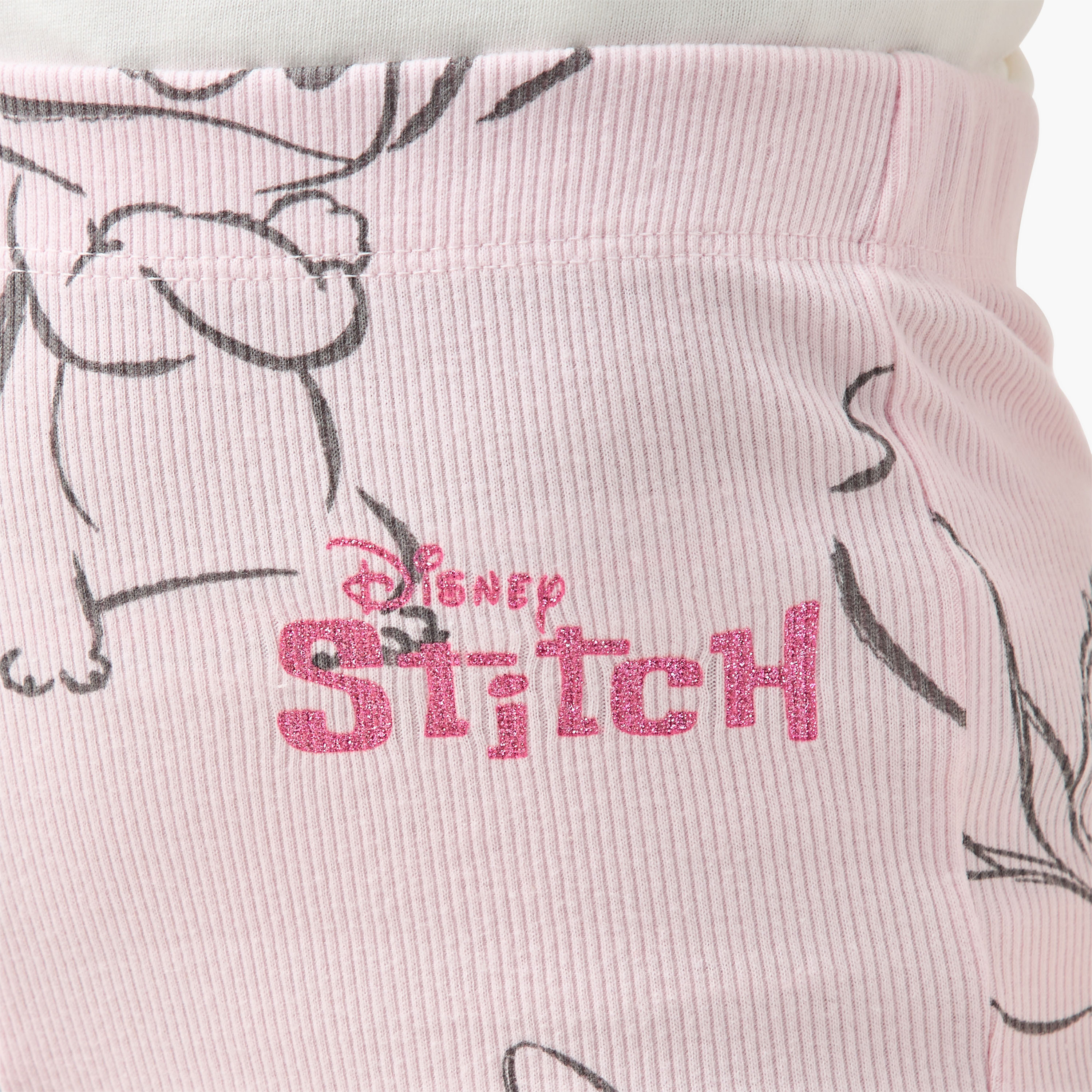 Disney Stitch Print Flared Leggings-girls-clothing-bottoms-leggings-image-4