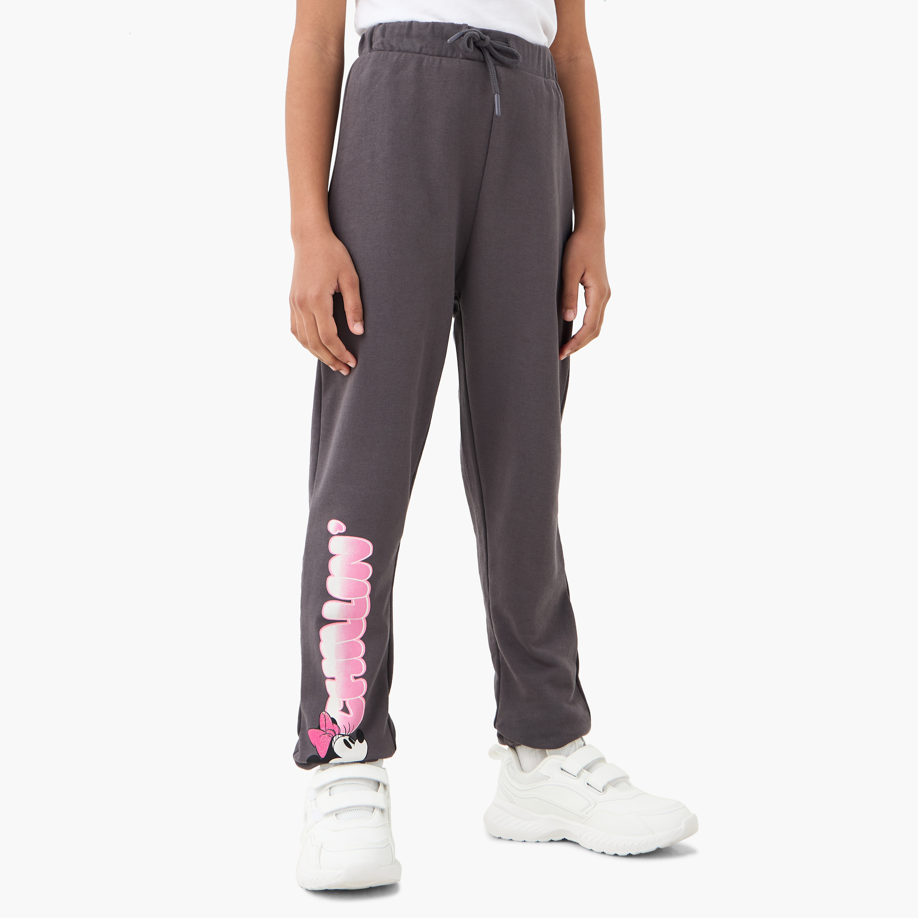 Disney Minnie Mouse Print Joggers with Drawstring Closure-girls-clothing-bottoms-joggersandtrackpants-image-1