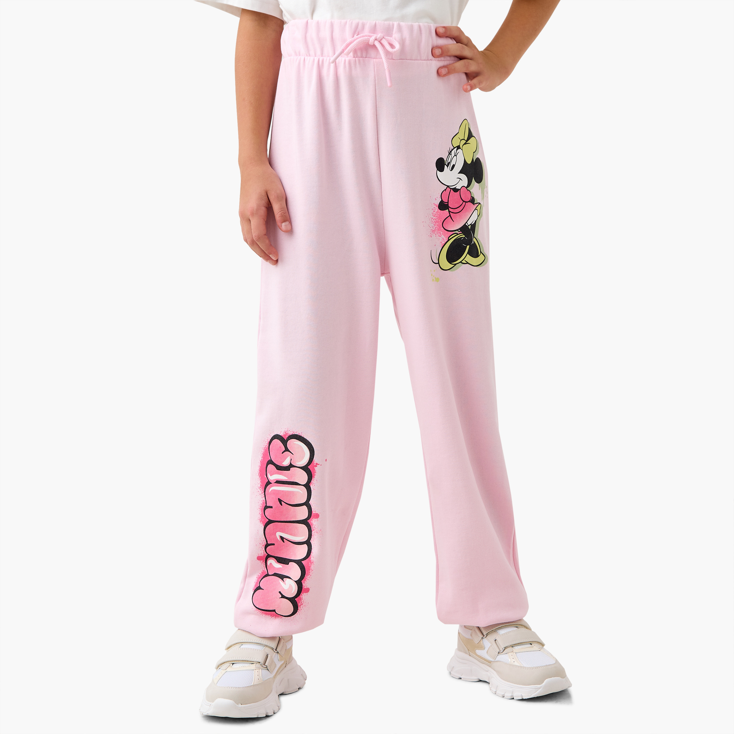 Disney Minnie Mouse Print Joggers with Drawstring Closure-girls-clothing-bottoms-joggersandtrackpants-image-1
